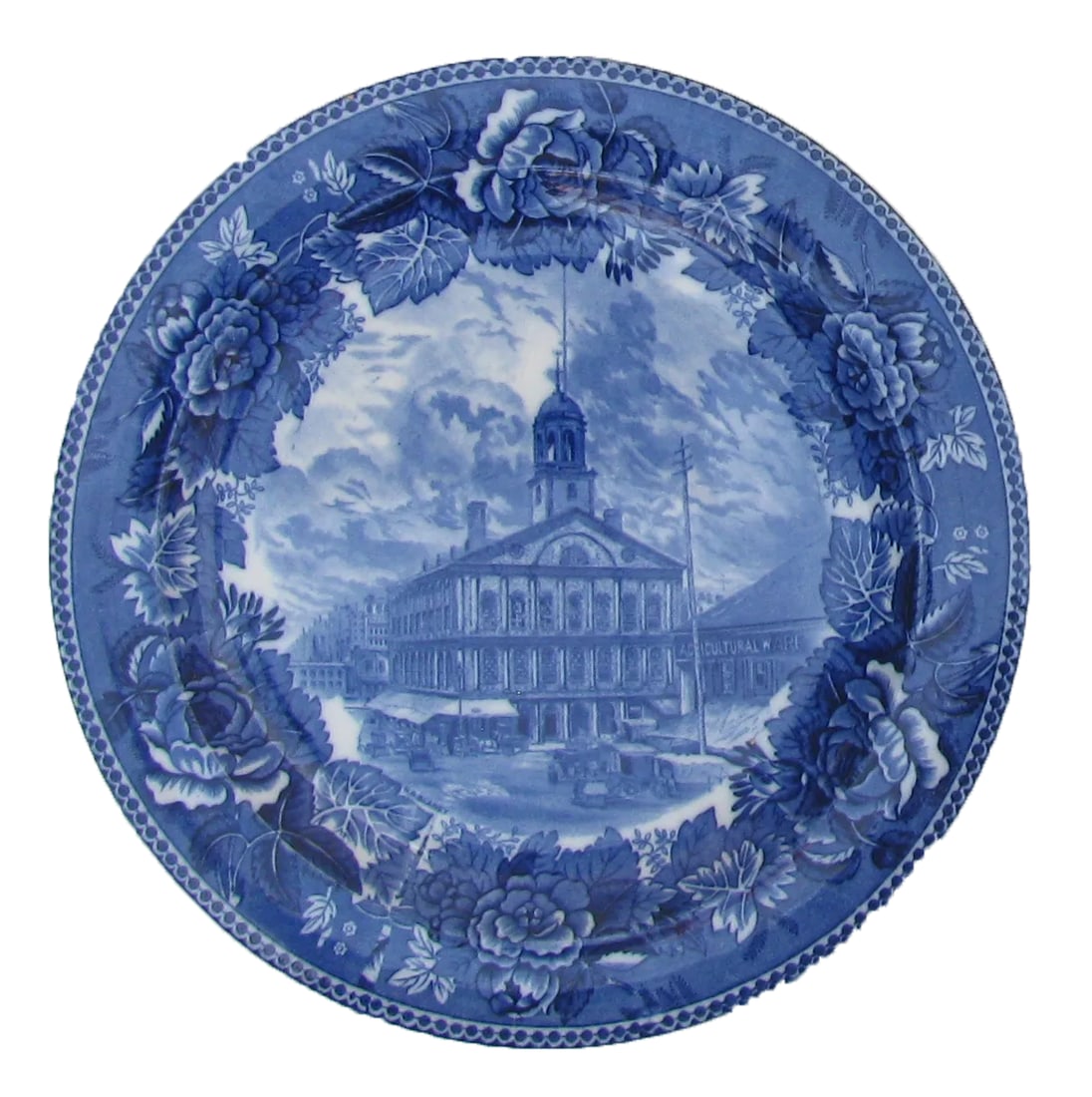 Wedgwood Blue & White Transferware Architectural Plates, Set of 3 - 3