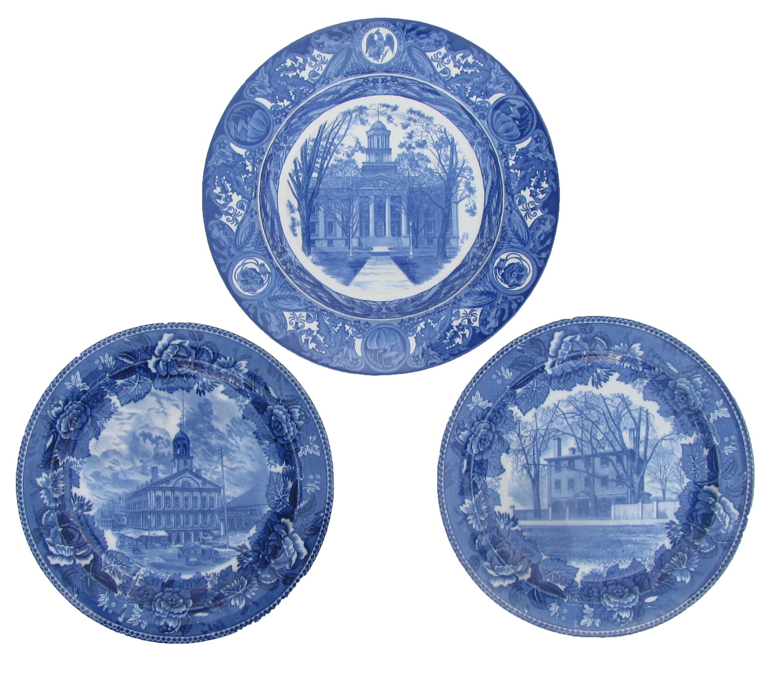 Wedgwood Blue & White Transferware Architectural Plates, Set of 3 - 7