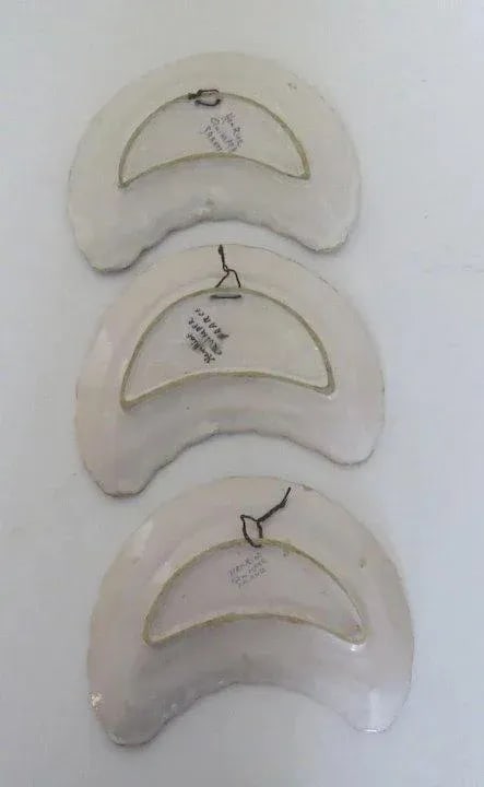 Henriot Quimper Faience Cresent Salad Plates c 1920 - Set of 3 - 4