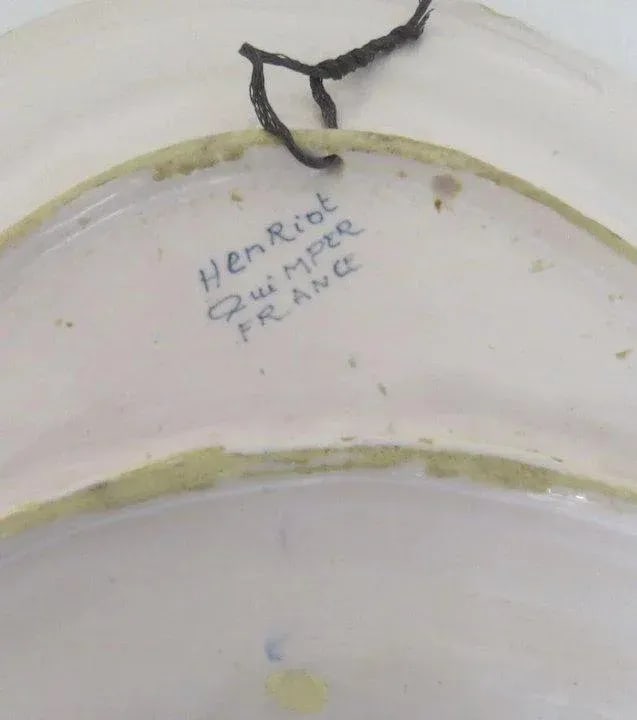 Henriot Quimper Faience Cresent Salad Plates c 1920 - Set of 3 - 5