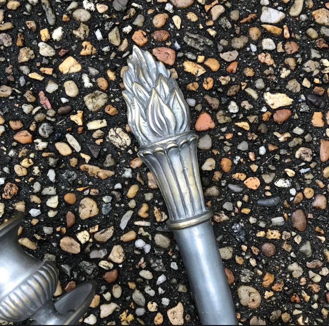 Mid 20th Century Cast Metal Two Arm Torchiere Flame Torch Candle Wall Sconces - a Pair - 5