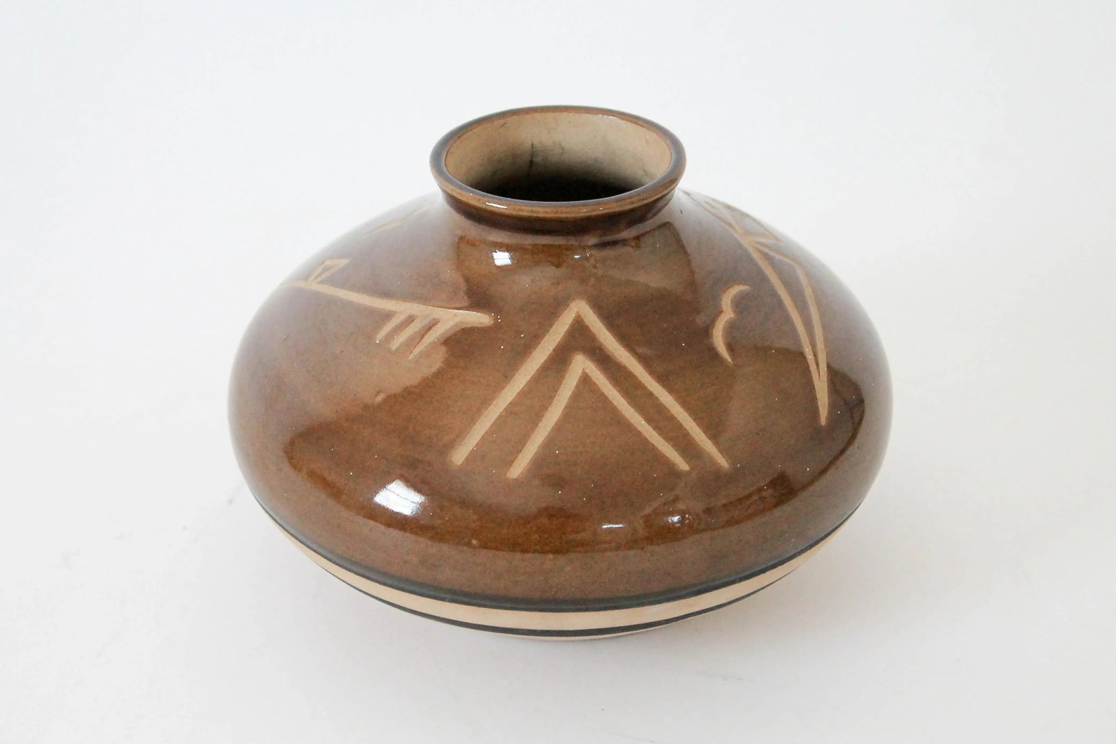 Vintage Brown Pottery Vessel - 3