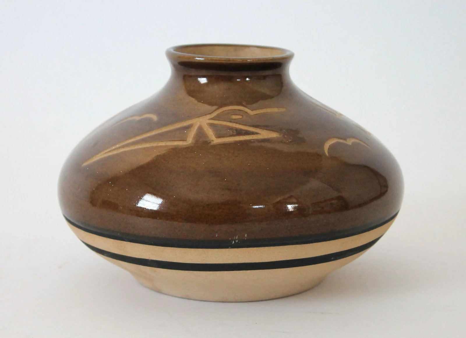 Vintage Brown Pottery Vessel - 5