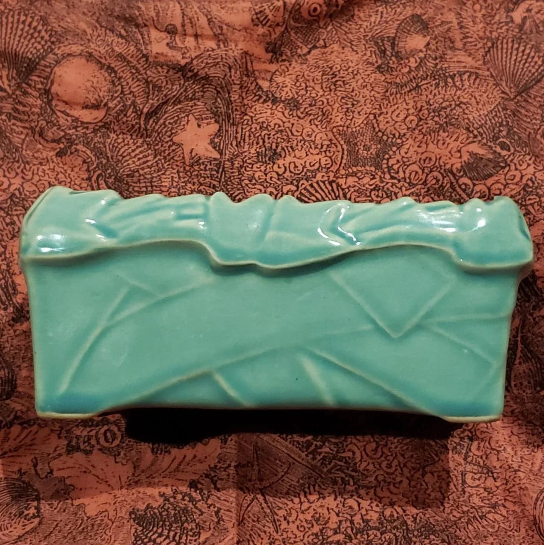 1940s McCoy Ivy Strap Rectangular Planter in Teal - 10
