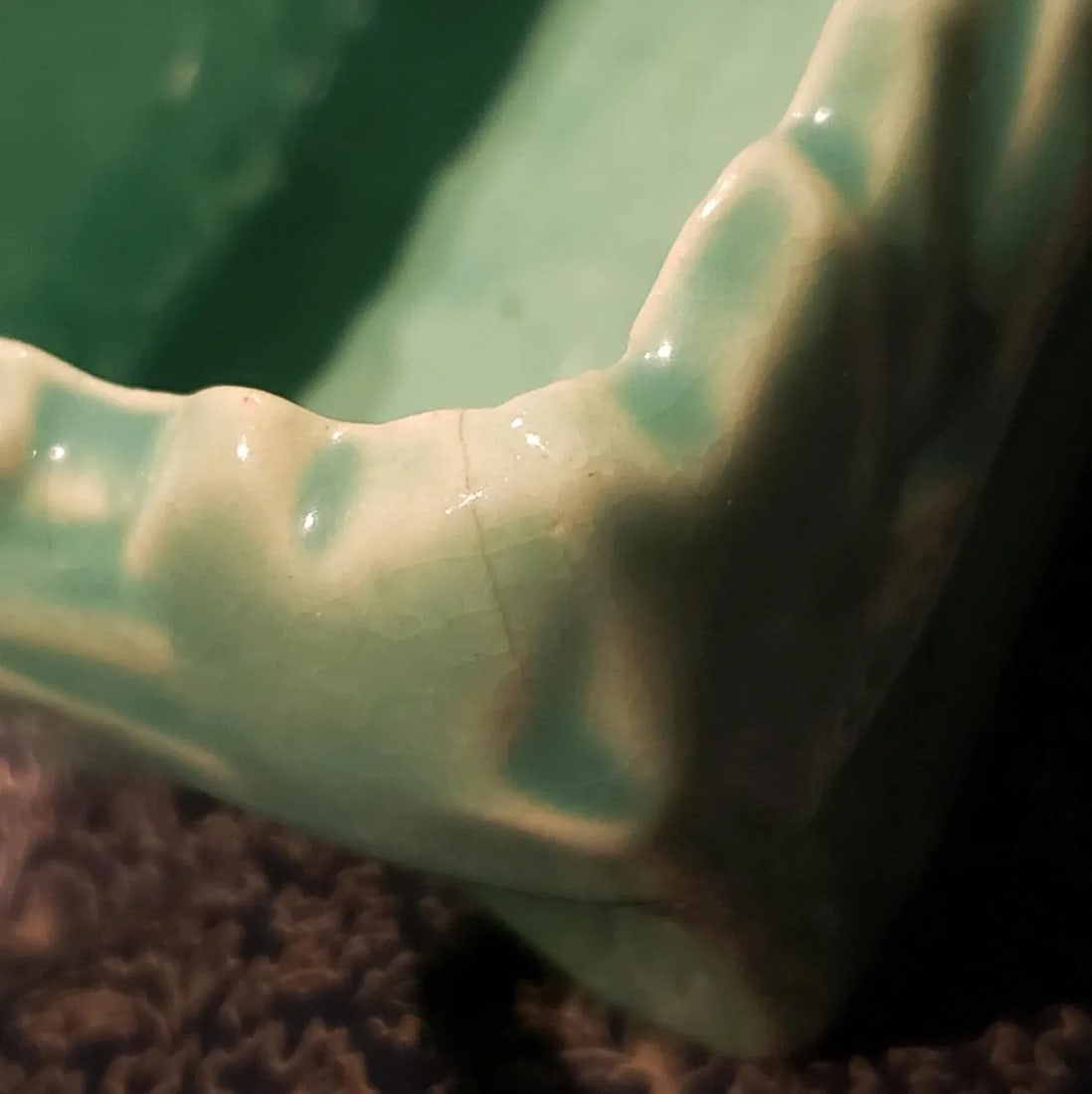 1940s McCoy Ivy Strap Rectangular Planter in Teal - 7