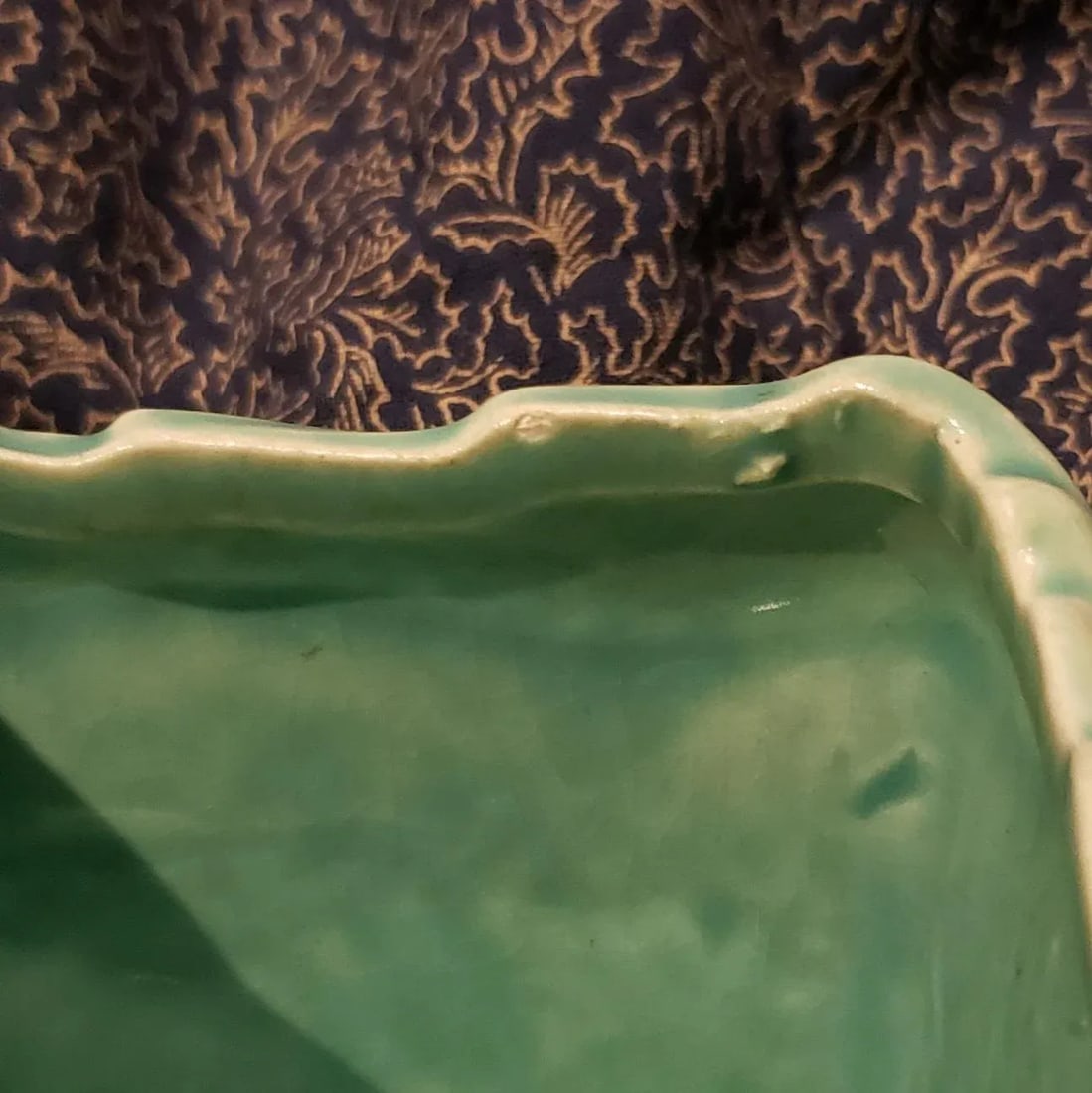 1940s McCoy Ivy Strap Rectangular Planter in Teal - 8