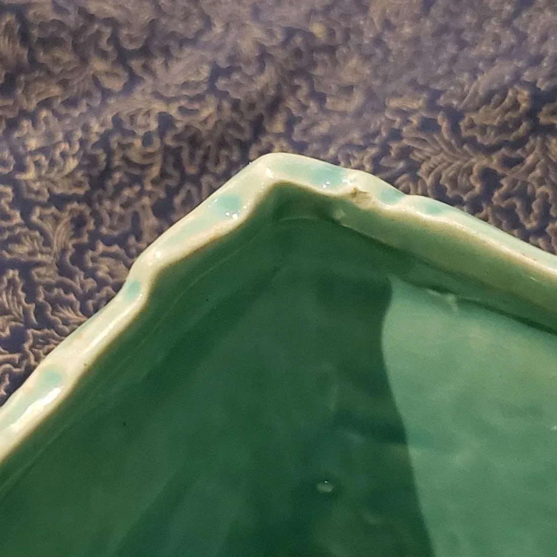 1940s McCoy Ivy Strap Rectangular Planter in Teal - 9