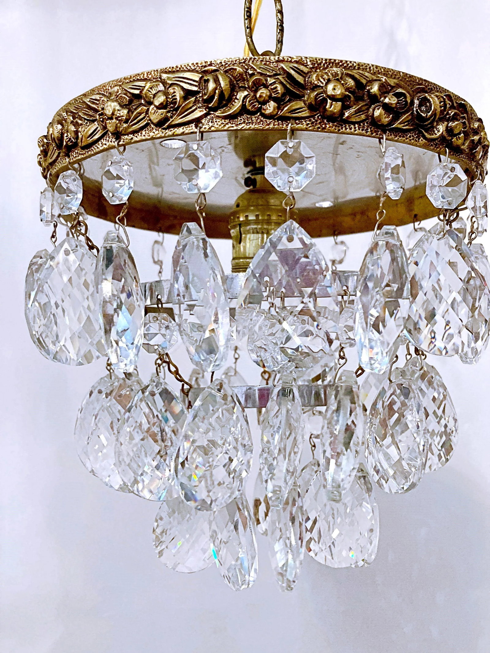 Antique Mid 19th Century Italian Bronze Upside Down Layered Cake Rim Chandelier - 2