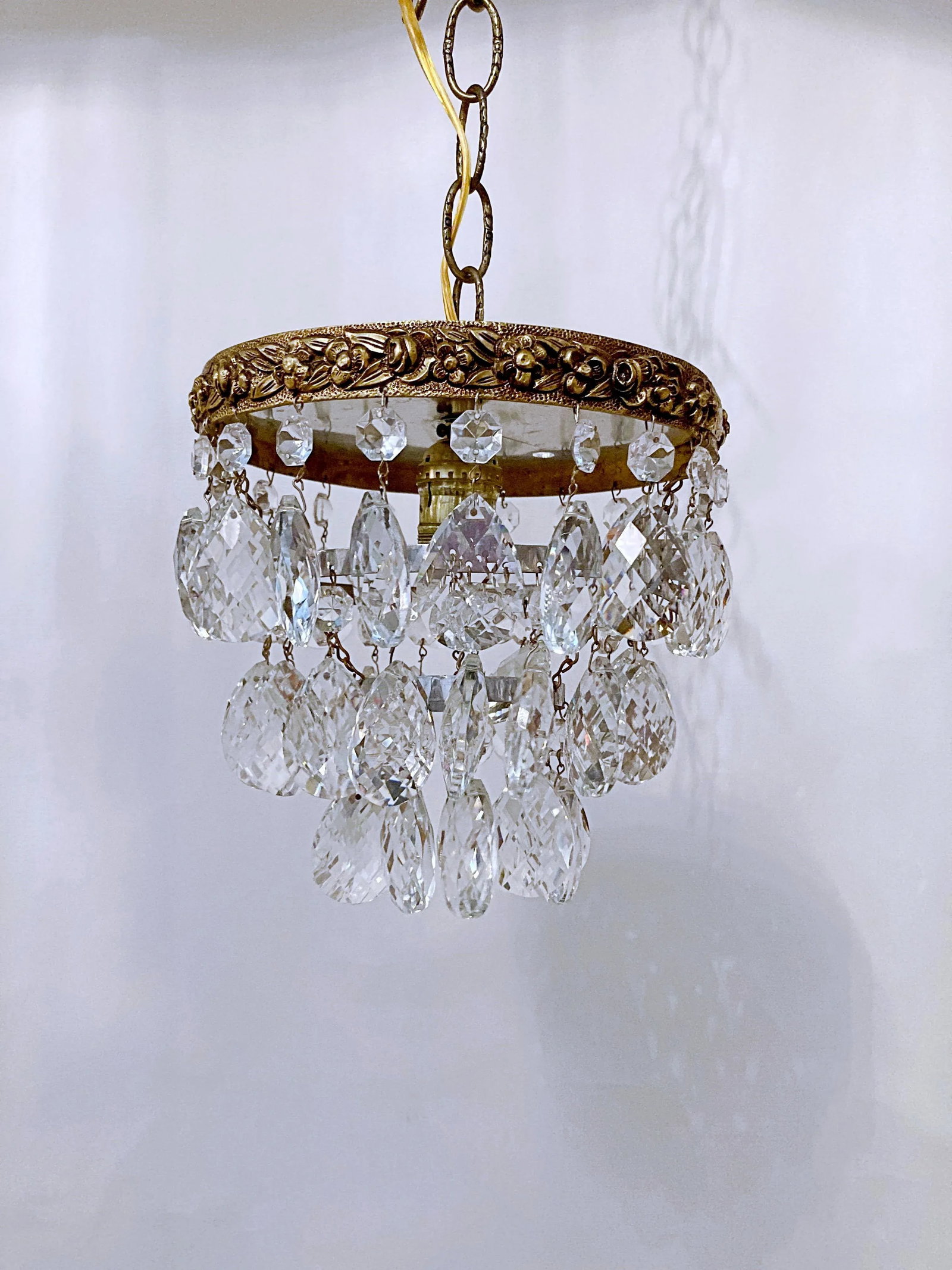 Antique Mid 19th Century Italian Bronze Upside Down Layered Cake Rim Chandelier - 6