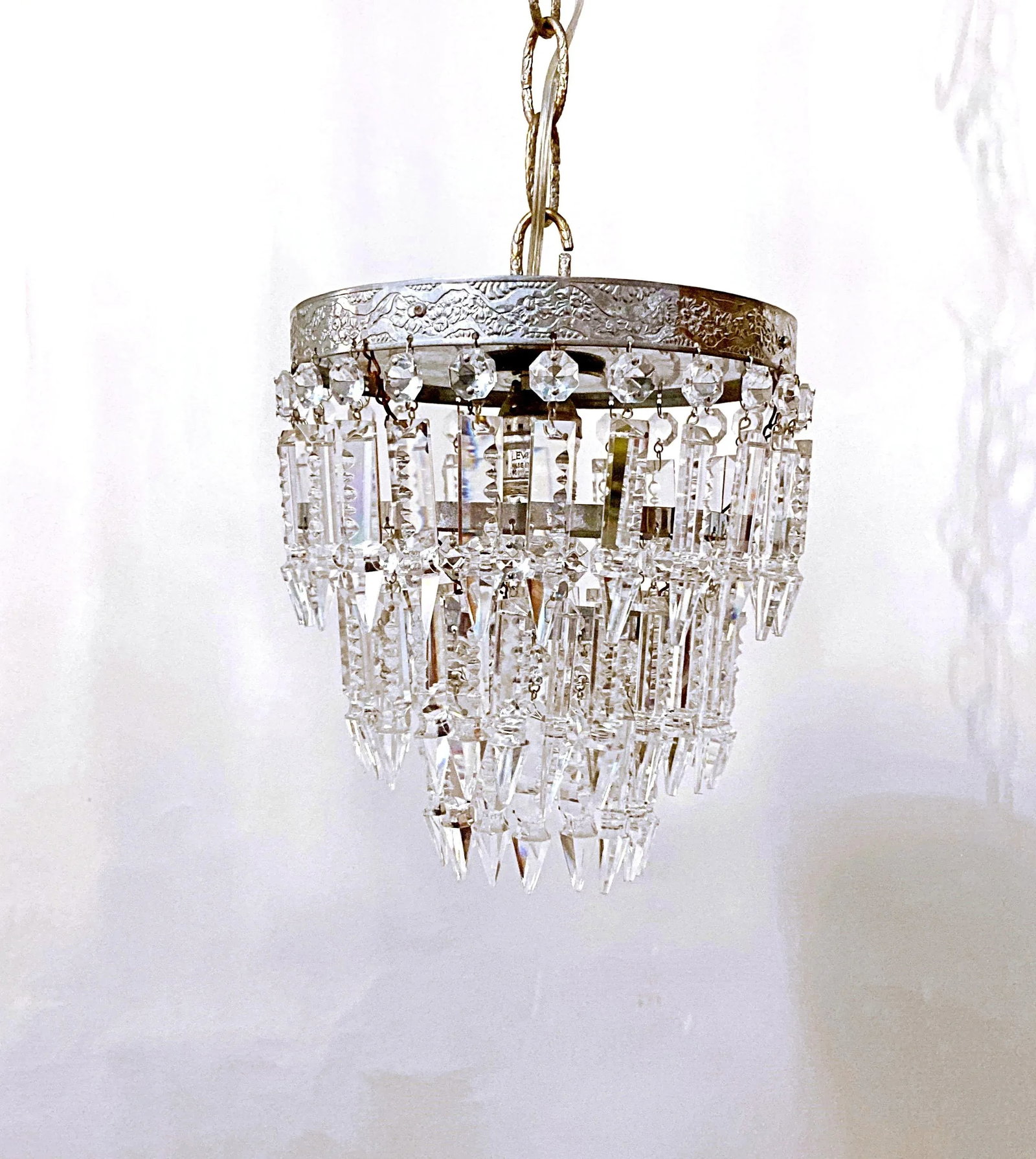 Mid 20th Century Italian Silver Upside Down Layered Cake Chandelier - 2