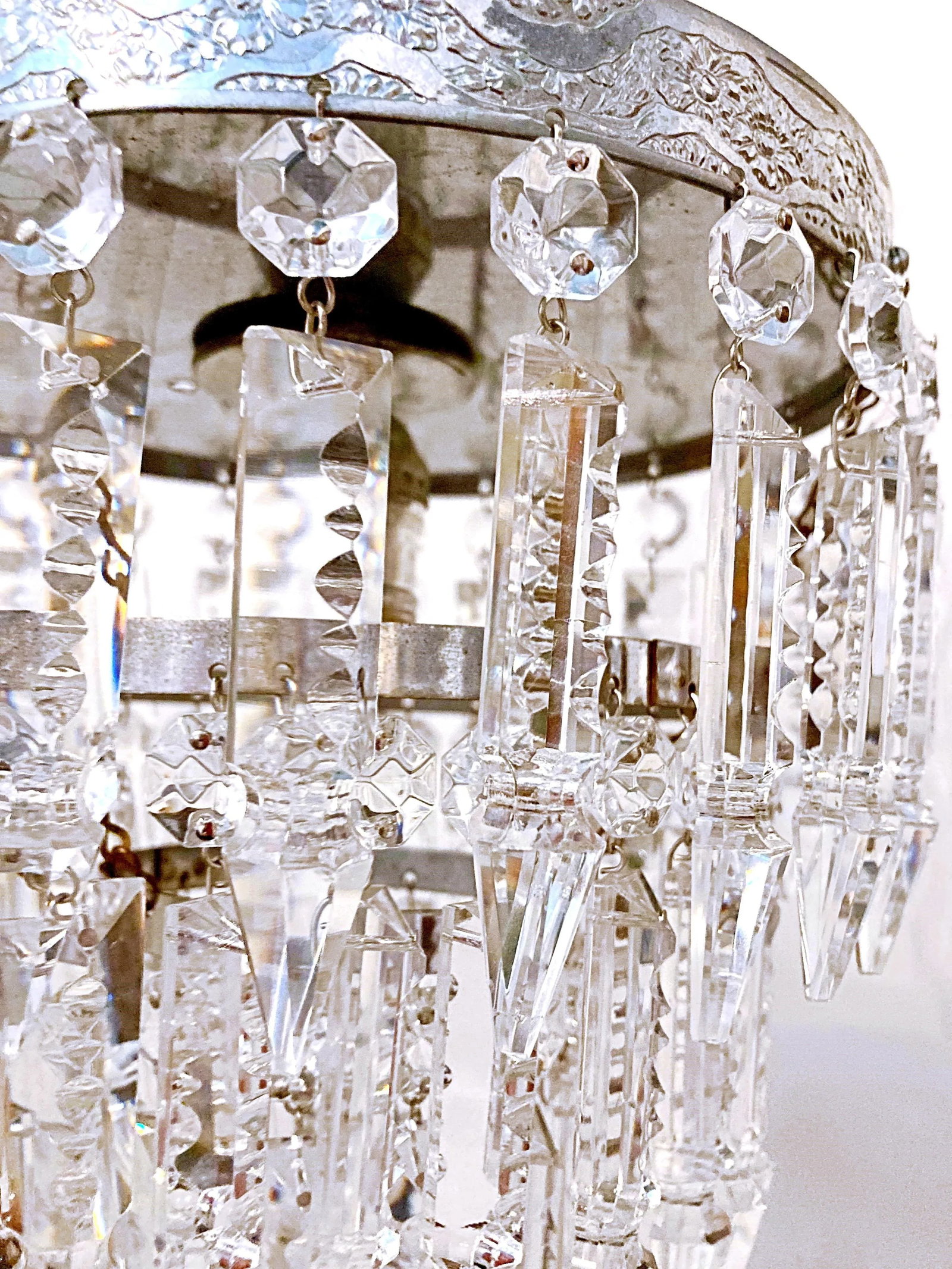 Mid 20th Century Italian Silver Upside Down Layered Cake Chandelier - 3