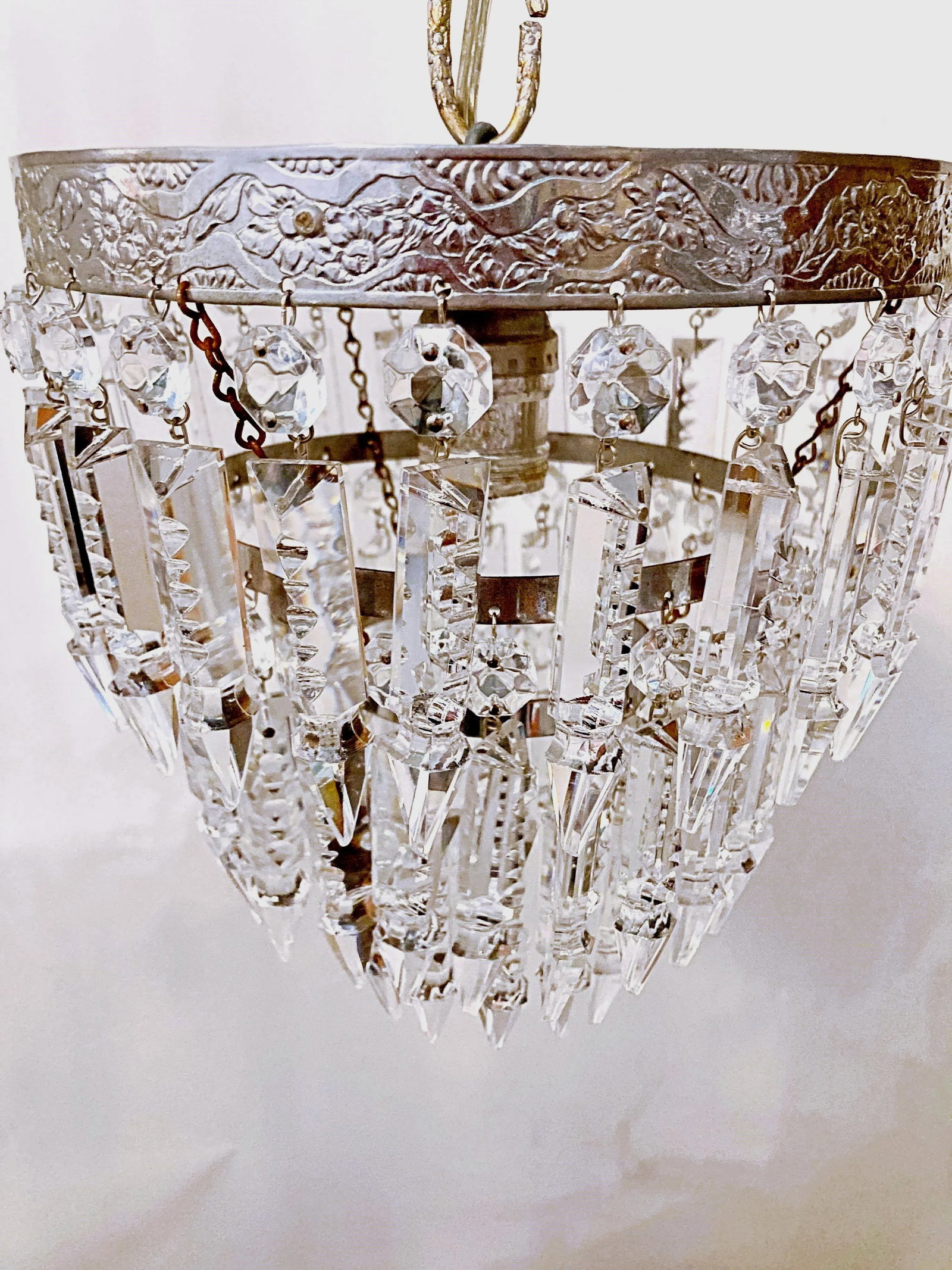 Mid 20th Century Italian Silver Upside Down Layered Cake Chandelier - 5