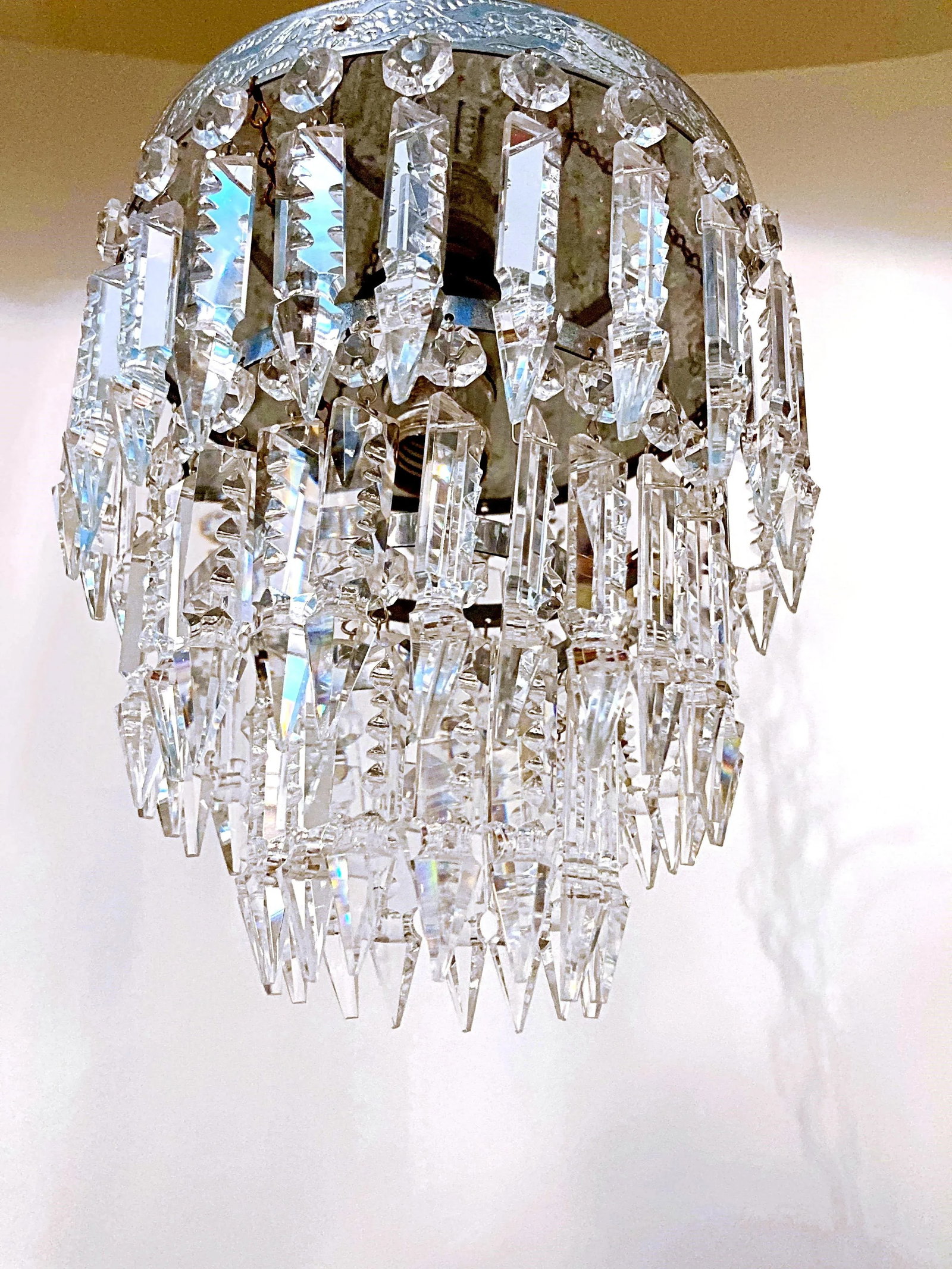 Mid 20th Century Italian Silver Upside Down Layered Cake Chandelier - 6