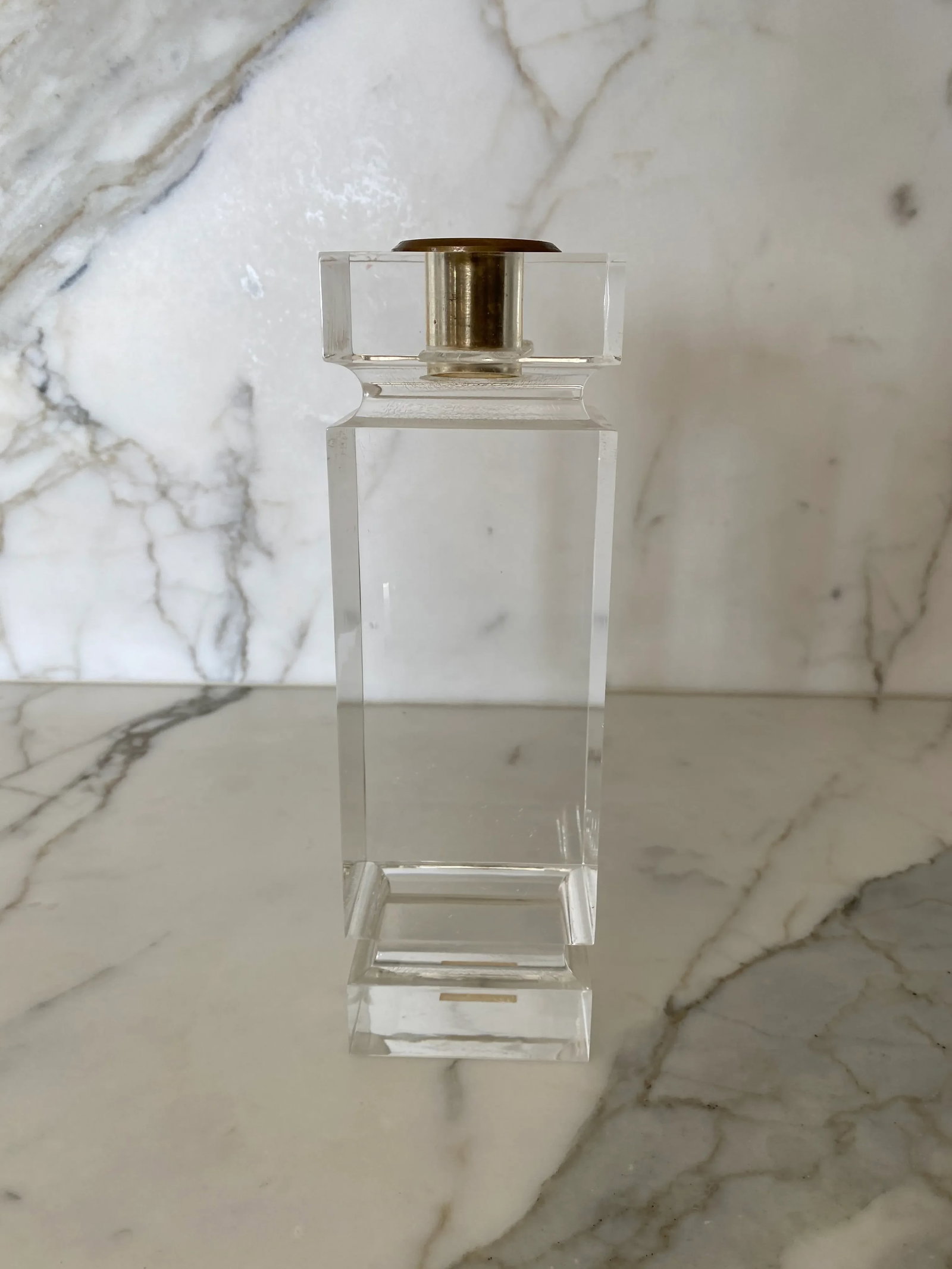 Monumental Italian 1986 Art Deco Acrylic and Brass Candleholder - 10