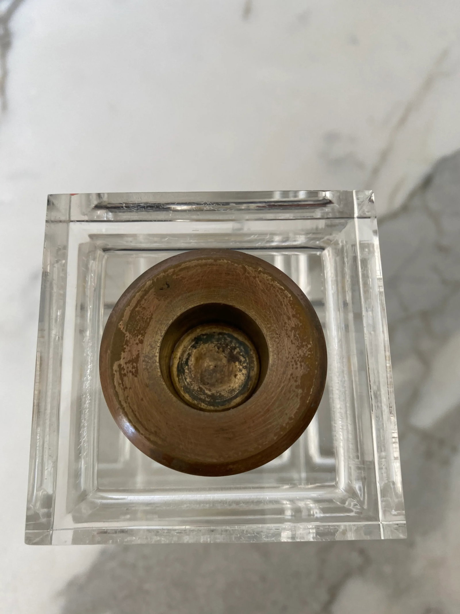 Monumental Italian 1986 Art Deco Acrylic and Brass Candleholder - 8