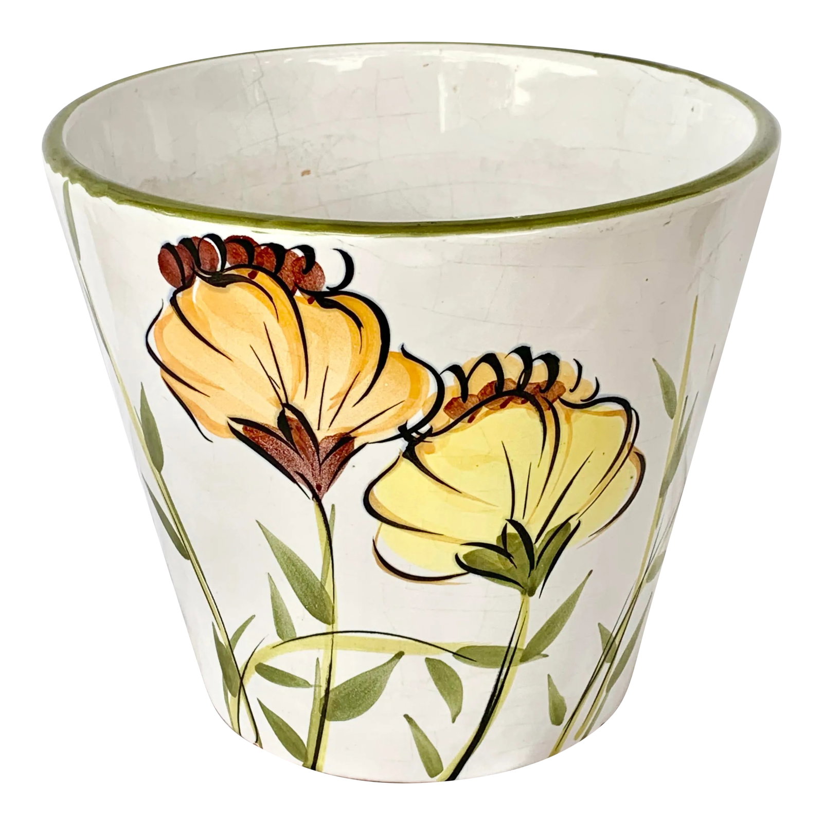 Vintage Italian Floral Cachepot: Vintage Italian Cachepot. Features a floral design. Numbered 23/269. Perfect to add a touch of spring inside. This is a pre-owned item so please see all pictures and ask any questions. Condition:
