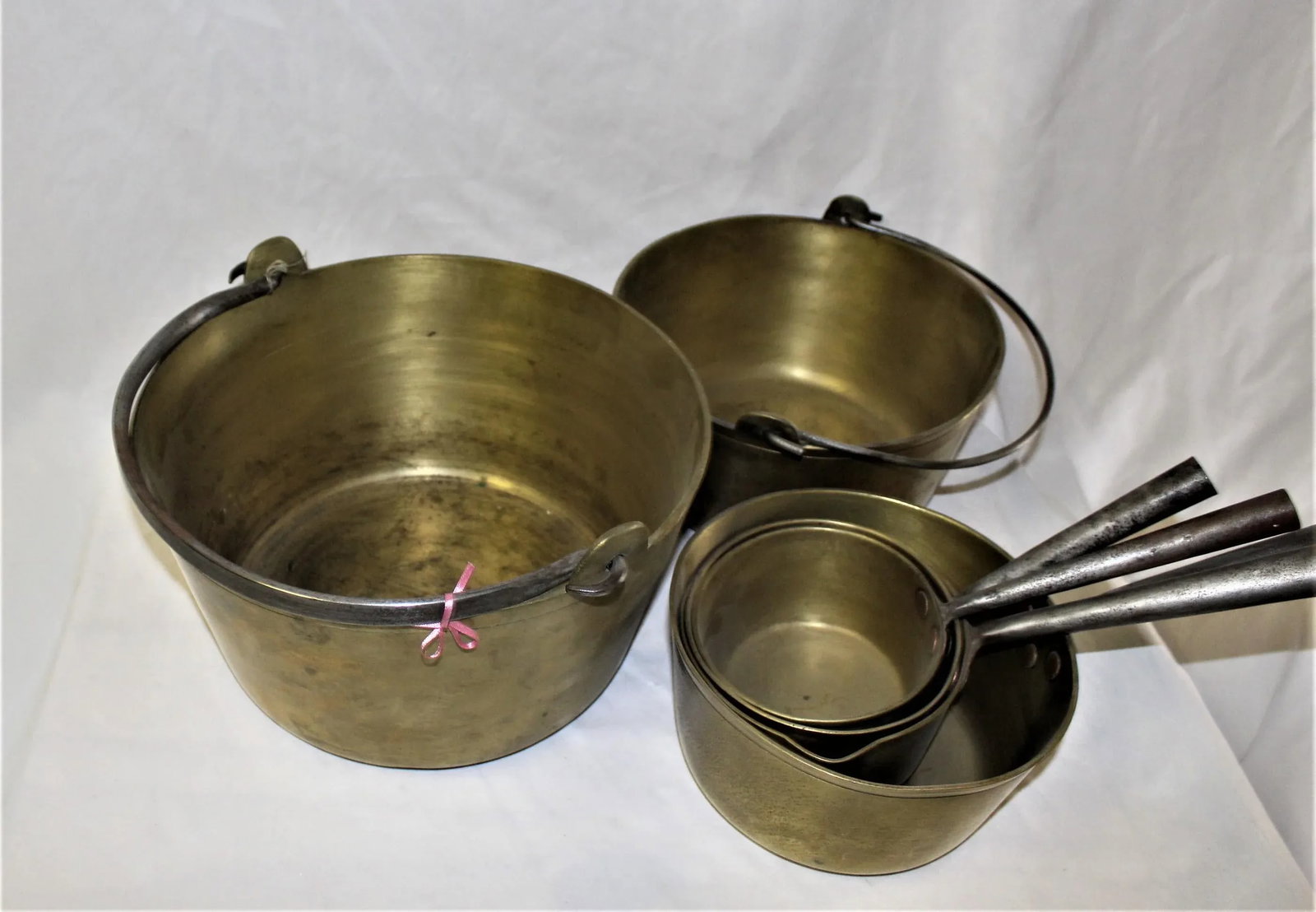 Antique Early 20th Century Brass Jam Pots, England - Set of 6 - 3