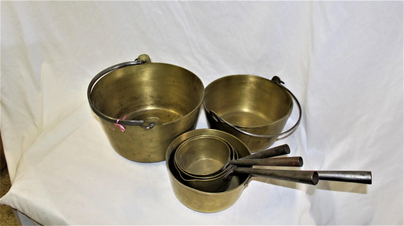 Antique Early 20th Century Brass Jam Pots, England - Set of 6 - 9