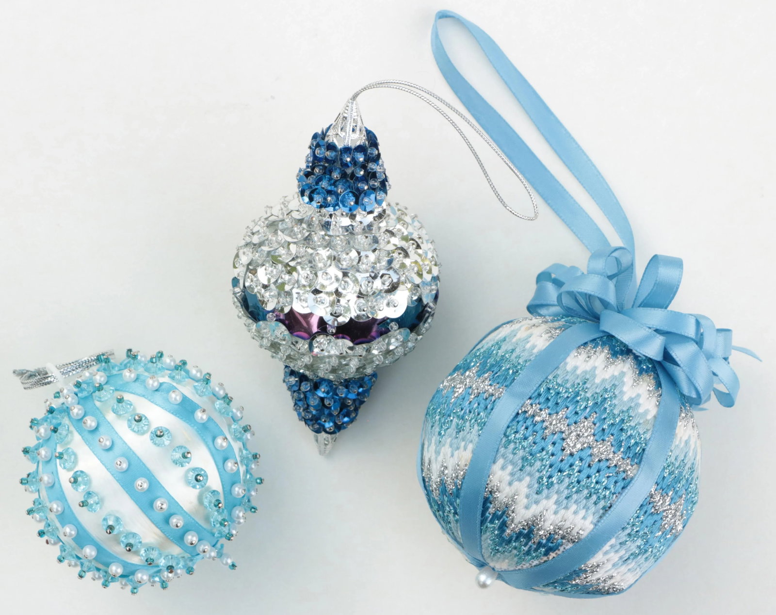 Vintage Beaded Christmas Ornaments - Set of 3 - 5