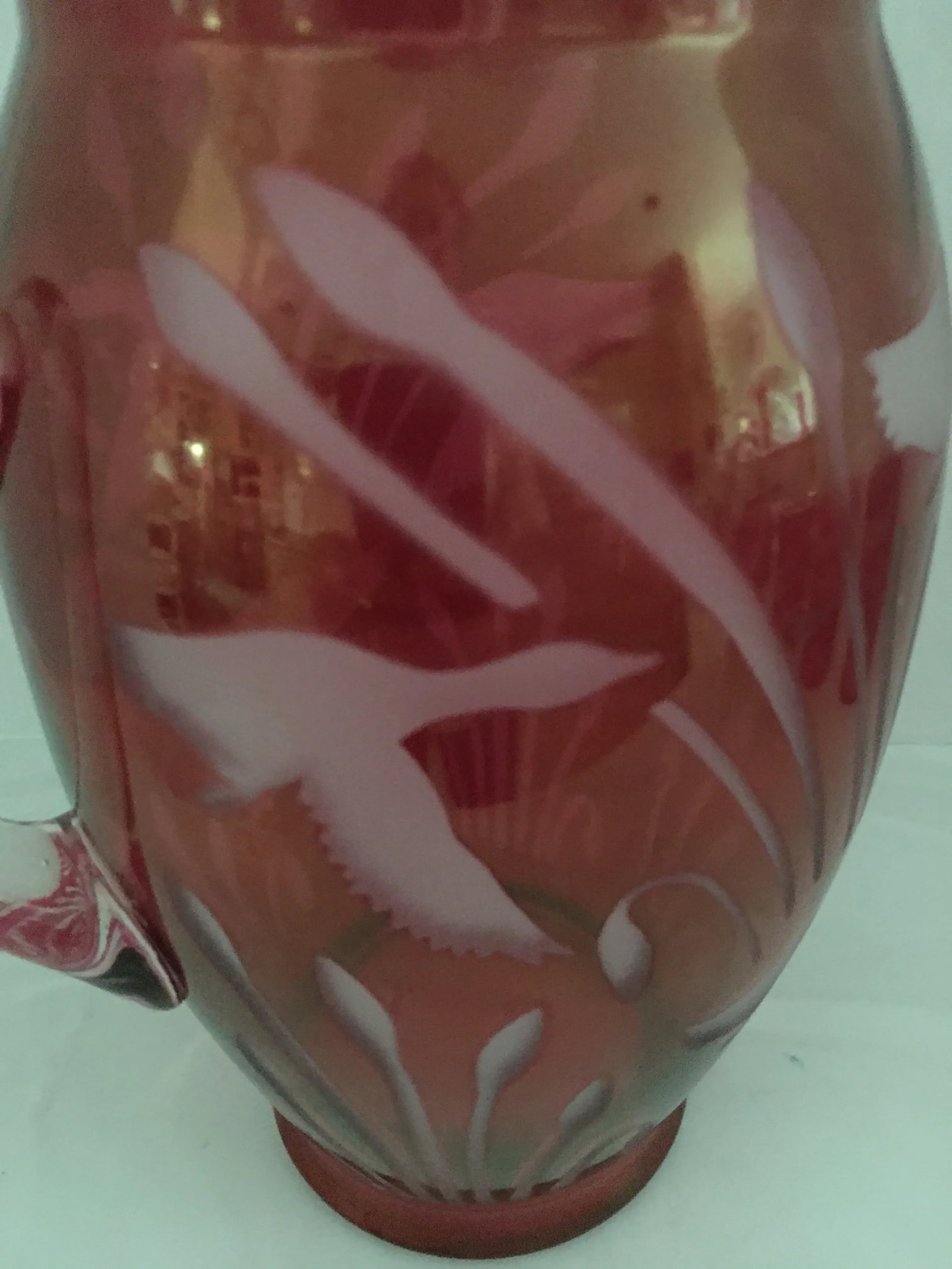 Vintage Cranberry Glass Pitcher and Tumblers - 4