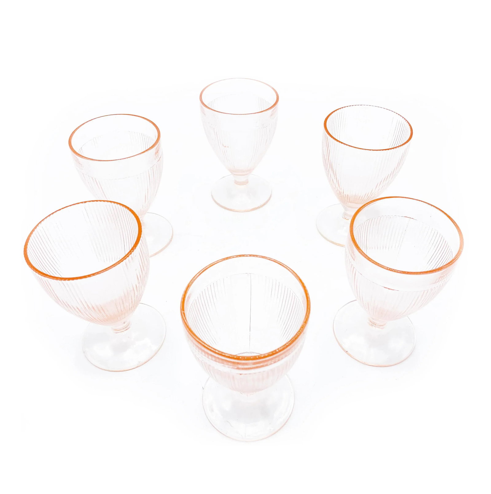 Mid-Century Modern Pale Pink Glass Goblets / Sundae Dishes- 6 Pieces - 2