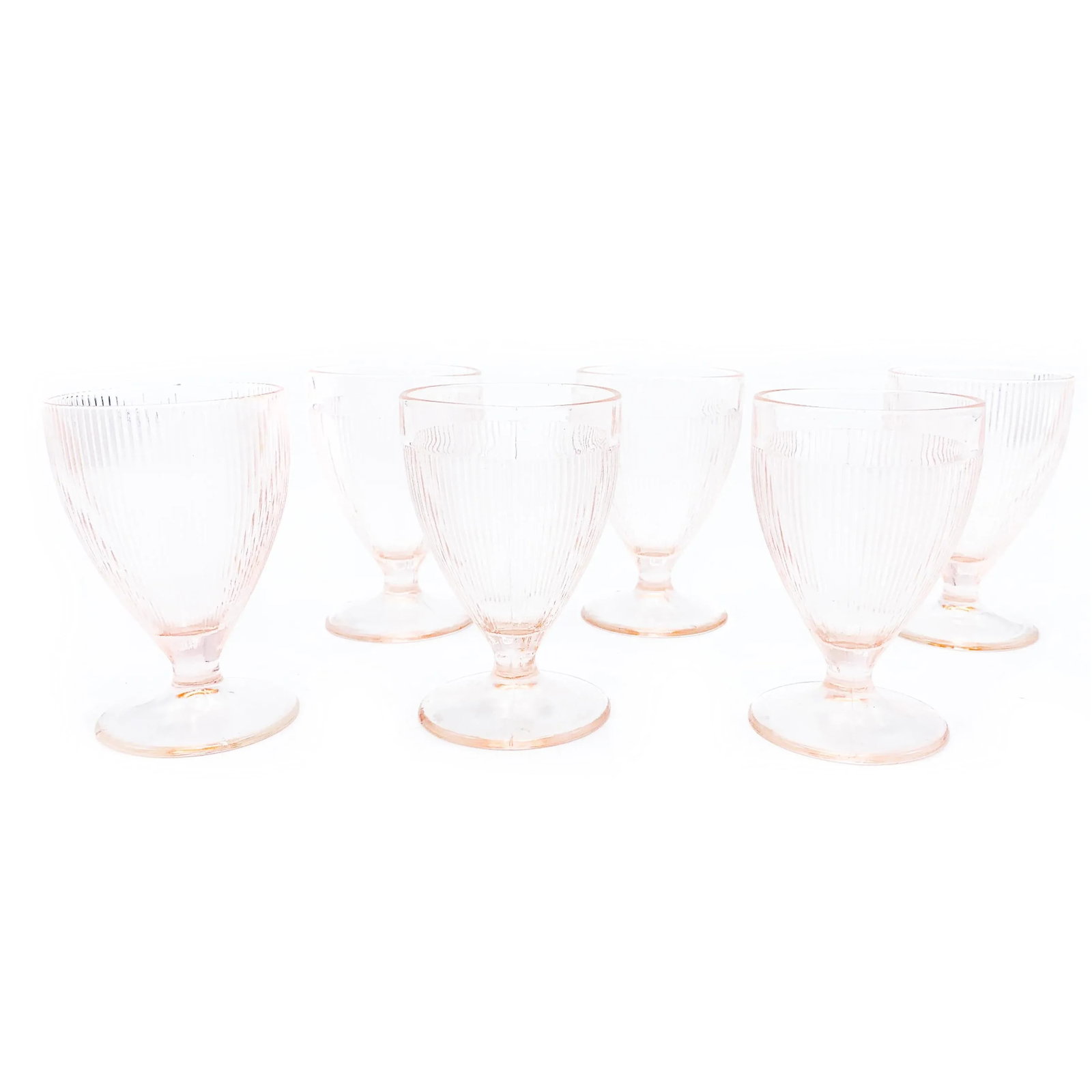 Mid-Century Modern Pale Pink Glass Goblets / Sundae Dishes- 6 Pieces - 3