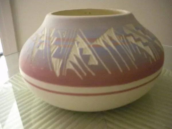 1980s D Lee Navajo Usa Santa Fe Nm Mesa Verde Pottery Hand Made Bowl - 3