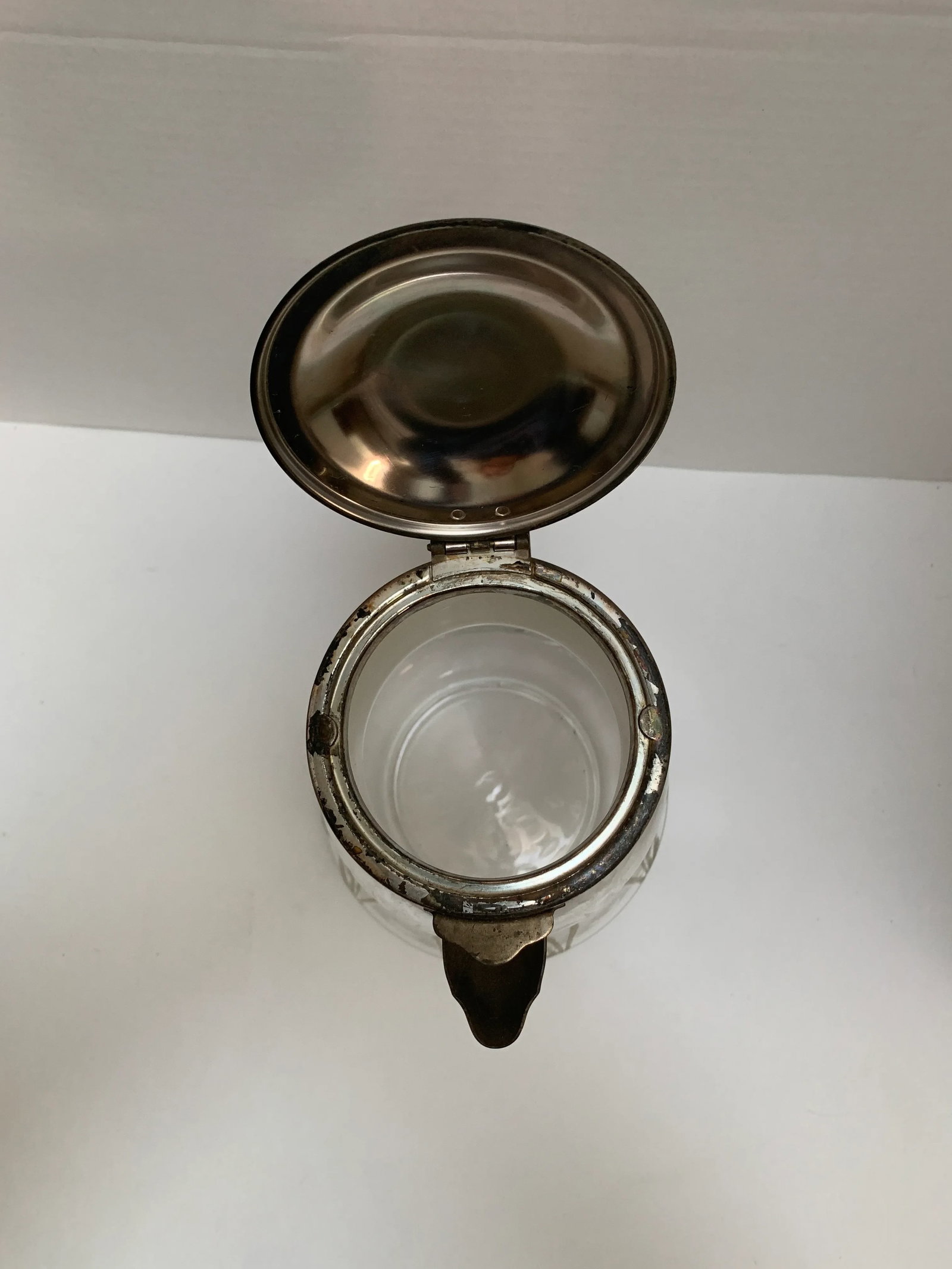 Large Vintage Cut Glass Silver Accented Pitcher - 9