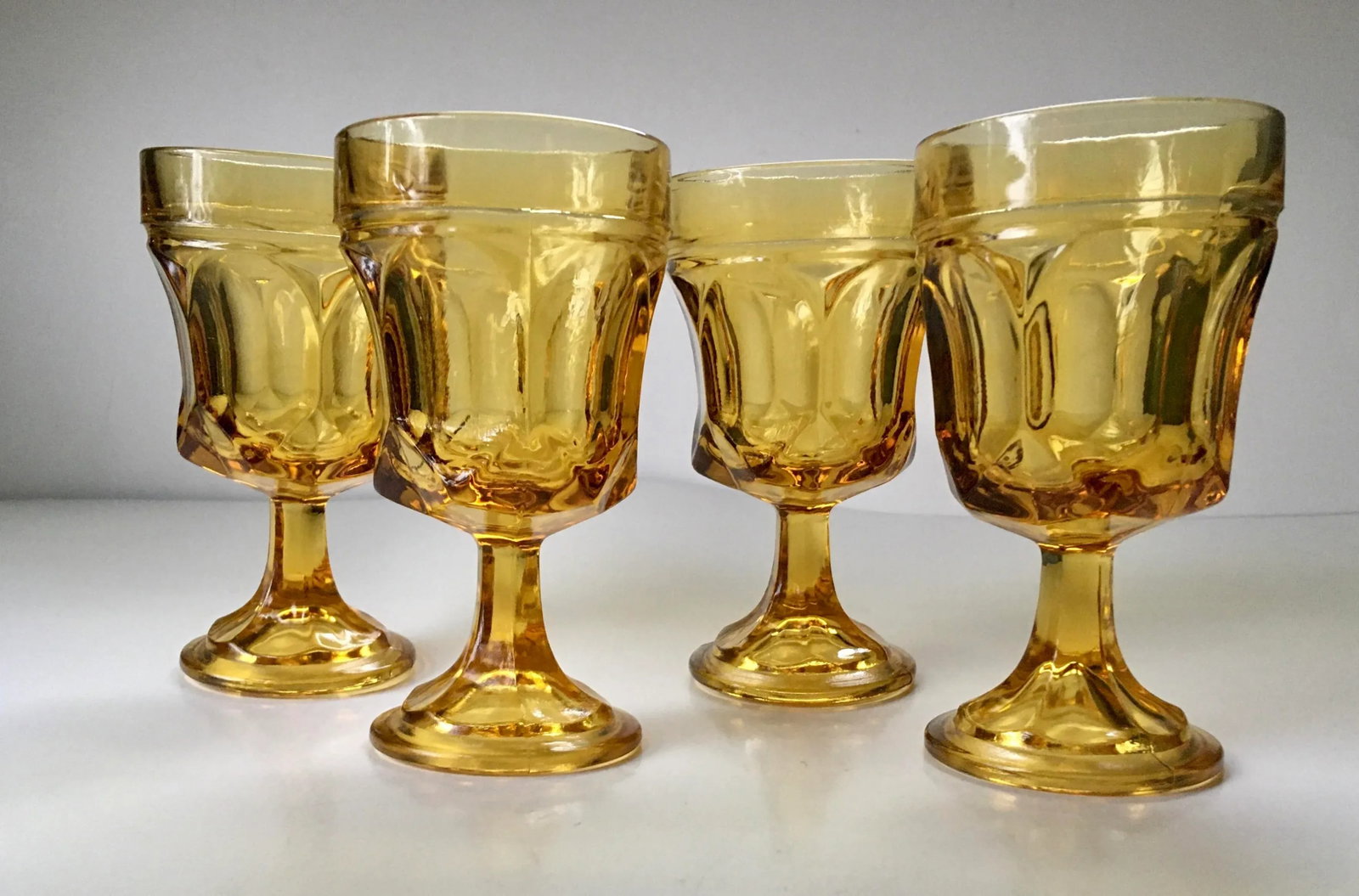 1960s Anchor Hocking Fairfield Amber Glass Wine Goblets- Set of 4 - 10