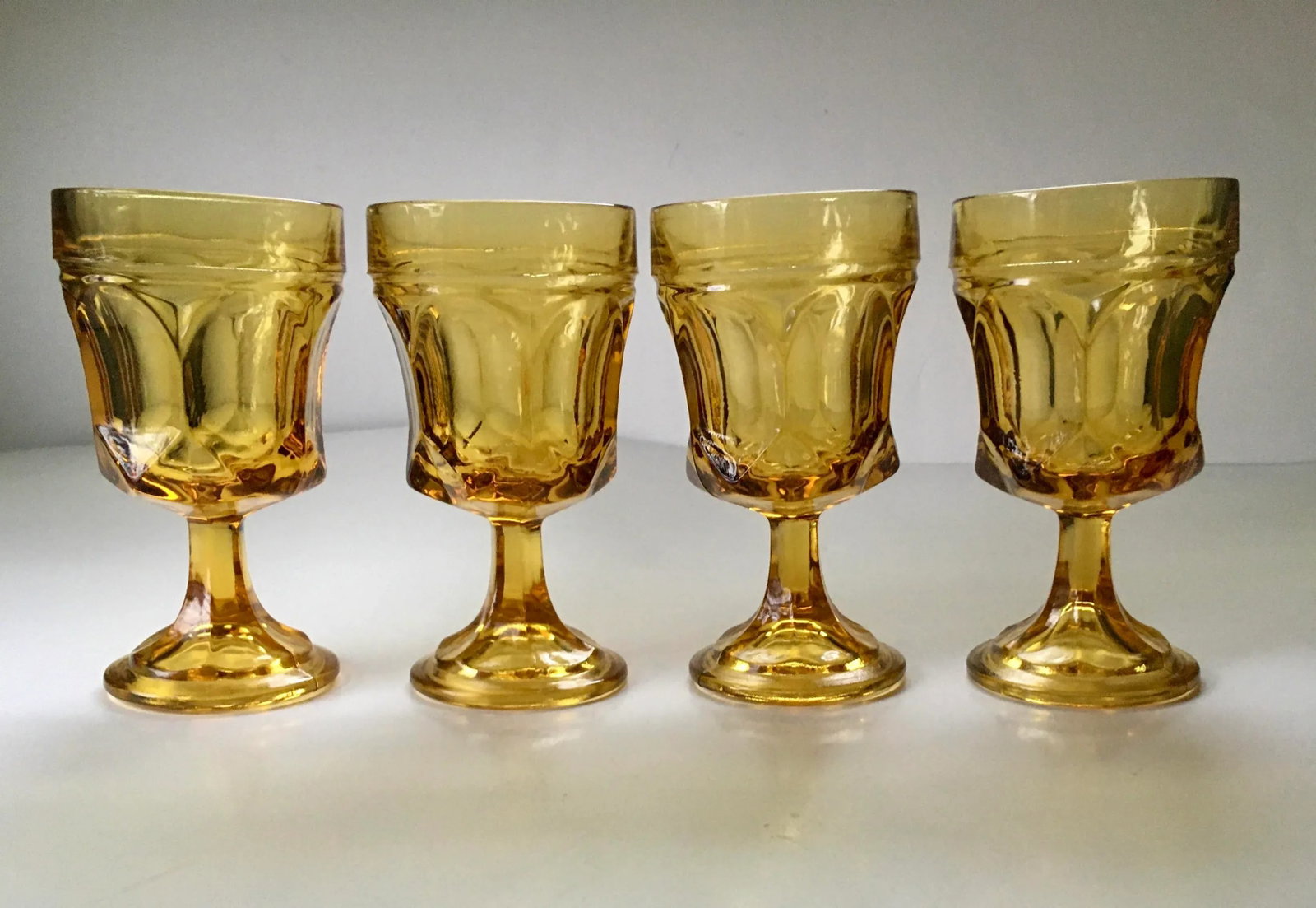 1960s Anchor Hocking Fairfield Amber Glass Wine Goblets- Set of 4 - 12