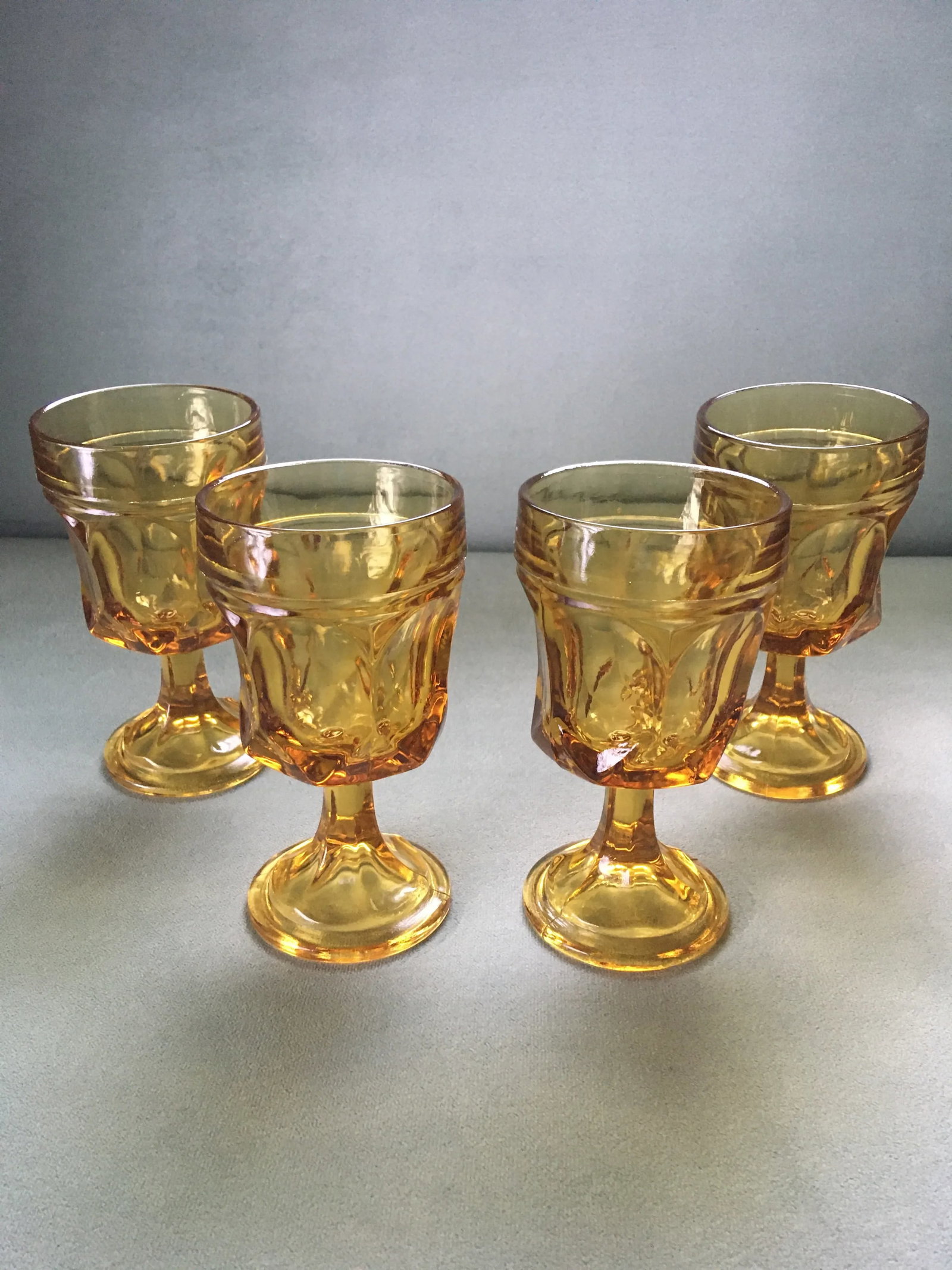 1960s Anchor Hocking Fairfield Amber Glass Wine Goblets- Set of 4 - 2