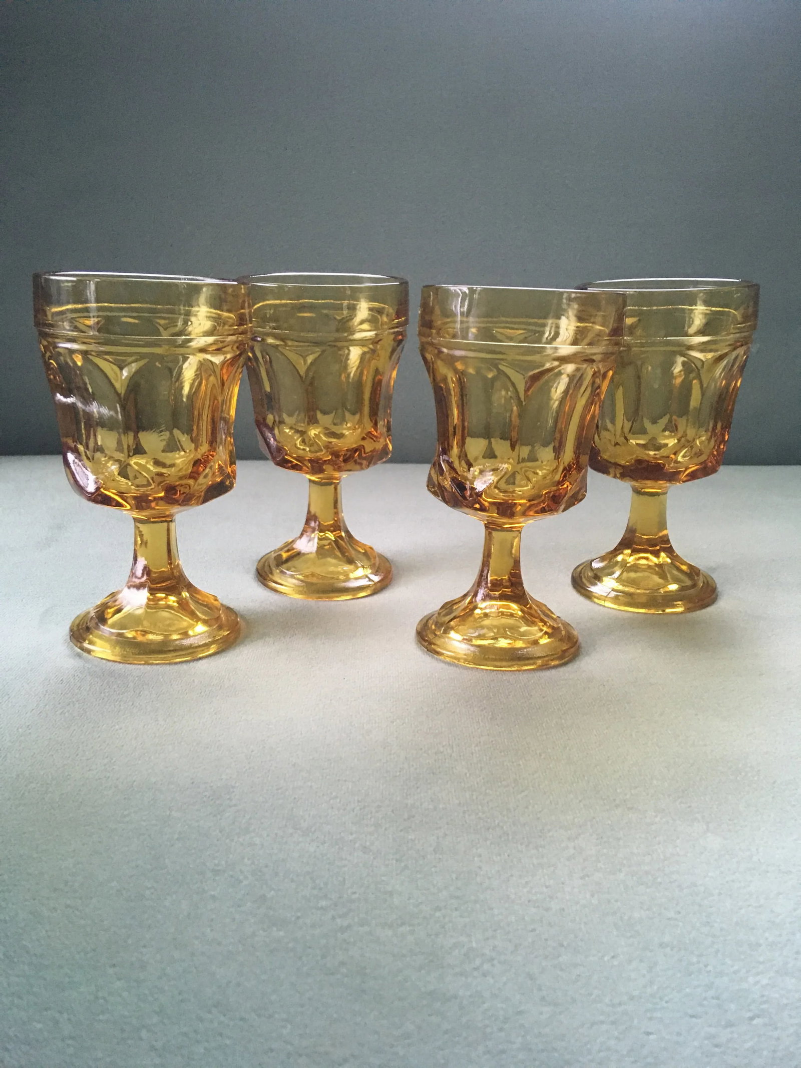 1960s Anchor Hocking Fairfield Amber Glass Wine Goblets- Set of 4 - 4