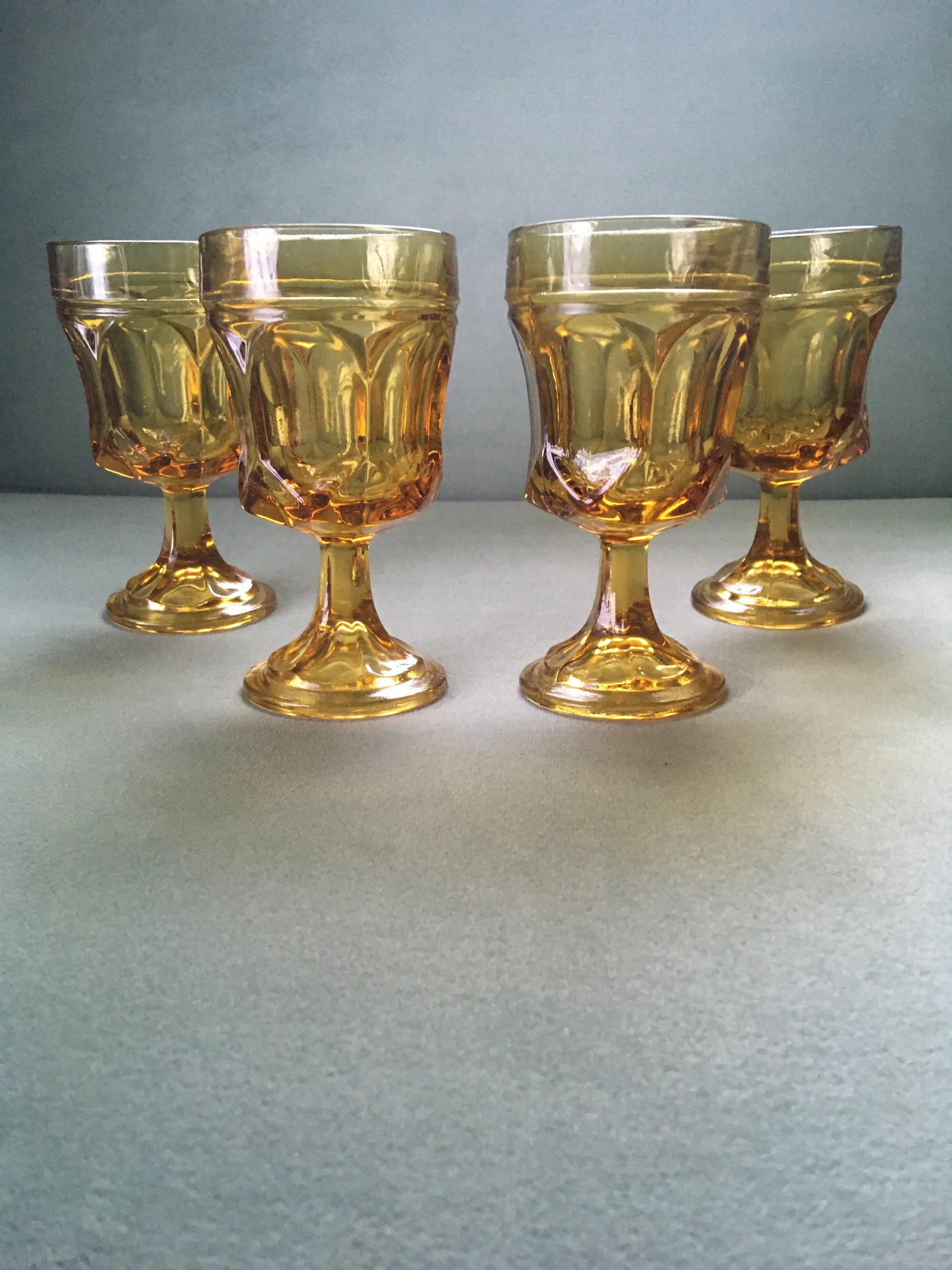 1960s Anchor Hocking Fairfield Amber Glass Wine Goblets- Set of 4 - 5