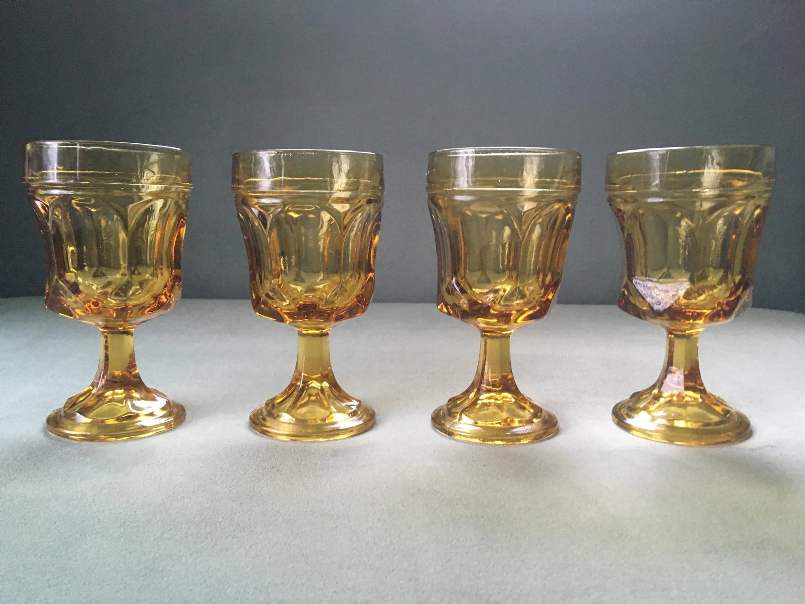 1960s Anchor Hocking Fairfield Amber Glass Wine Goblets- Set of 4 - 6