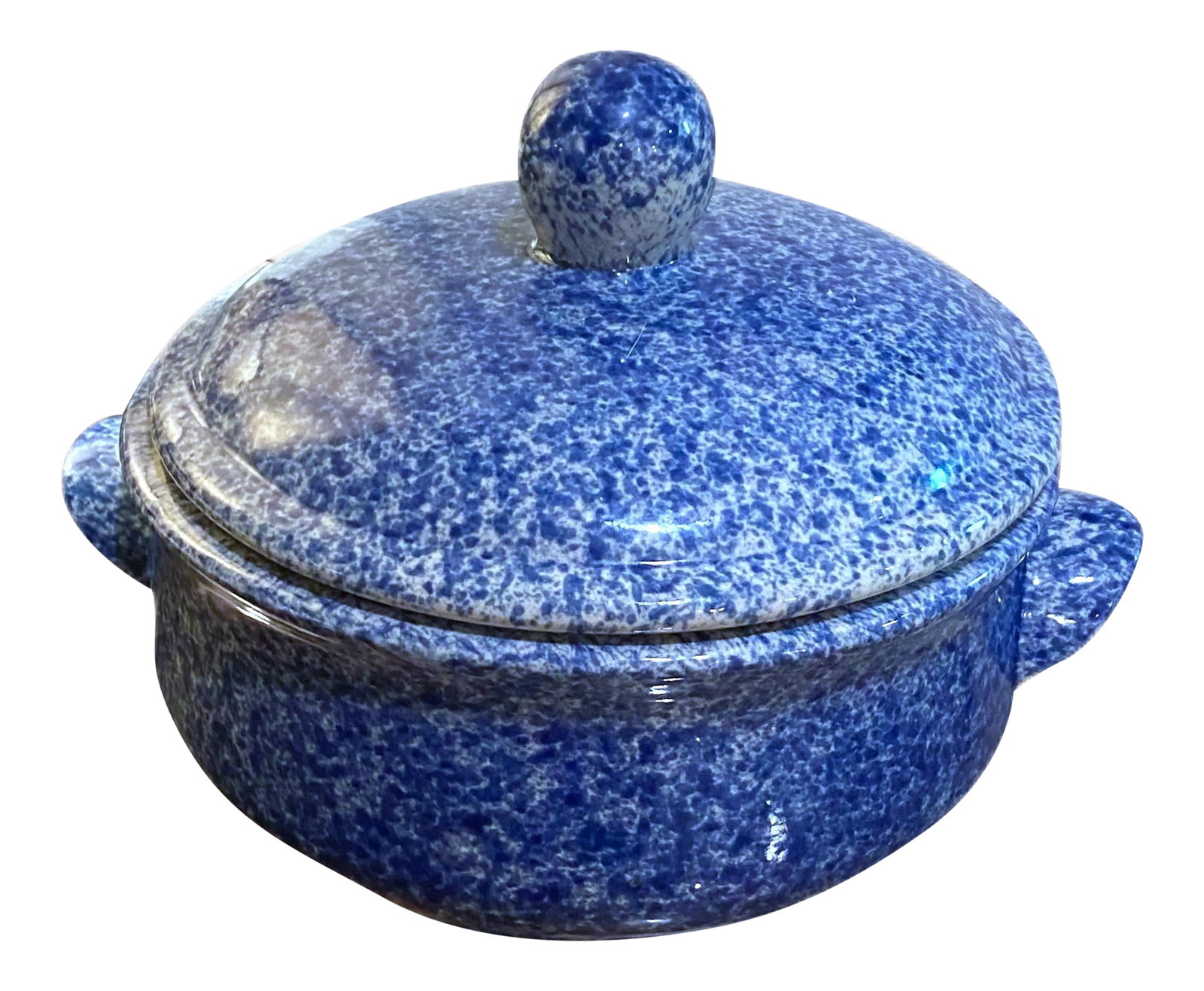 20th Century Folk Art Spongeware Pottery Crock With Lid: Large crock with lid will make a statement on a kitchen counter, open shelving or even styled on a bookshelf or console. Welcome to Solid Gold Velvet Interiors! We are so happy to have you. We are a