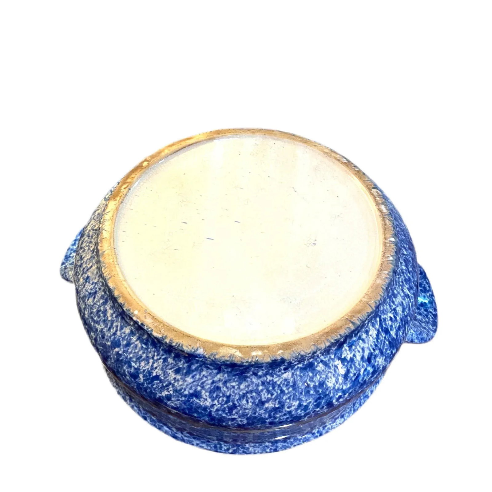 20th Century Folk Art Spongeware Pottery Crock With Lid - 6