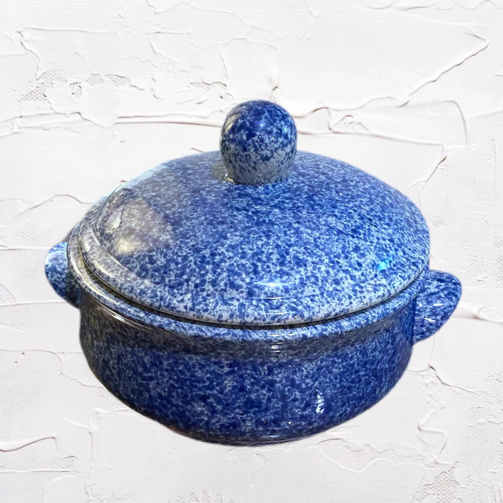 20th Century Folk Art Spongeware Pottery Crock With Lid - 7