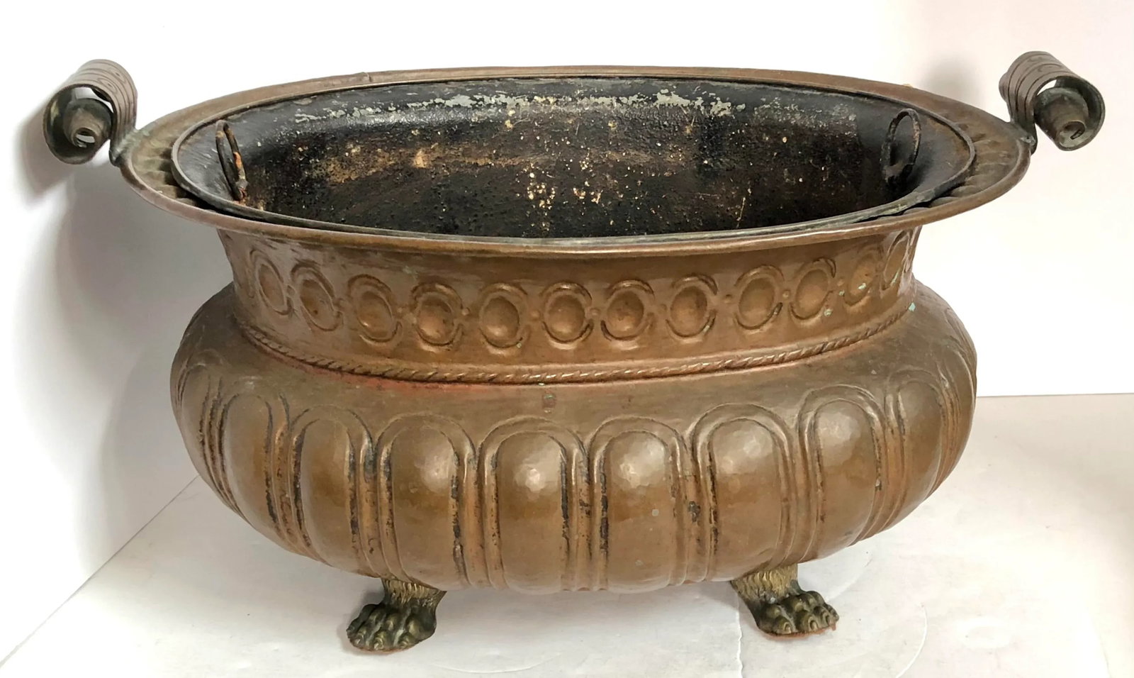 Copper Jardiniere With Liner - 10