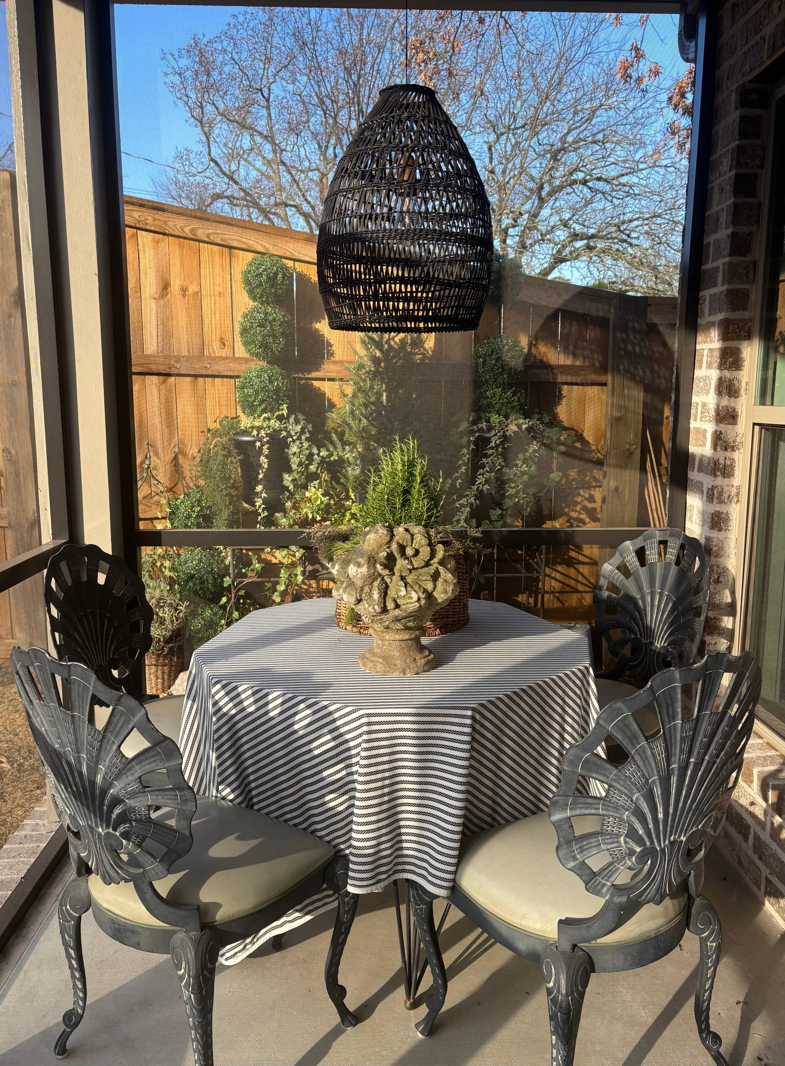 Vintage Cast Stone Fruit Basket Garden Urn - 2