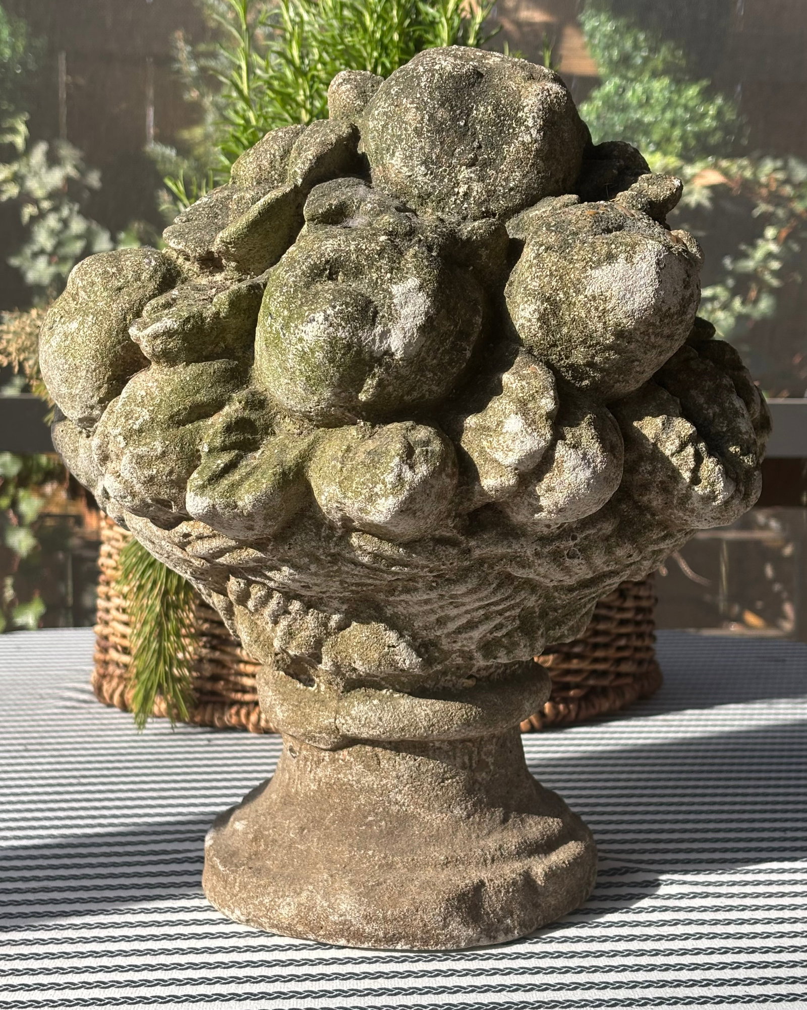 Vintage Cast Stone Fruit Basket Garden Urn - 3
