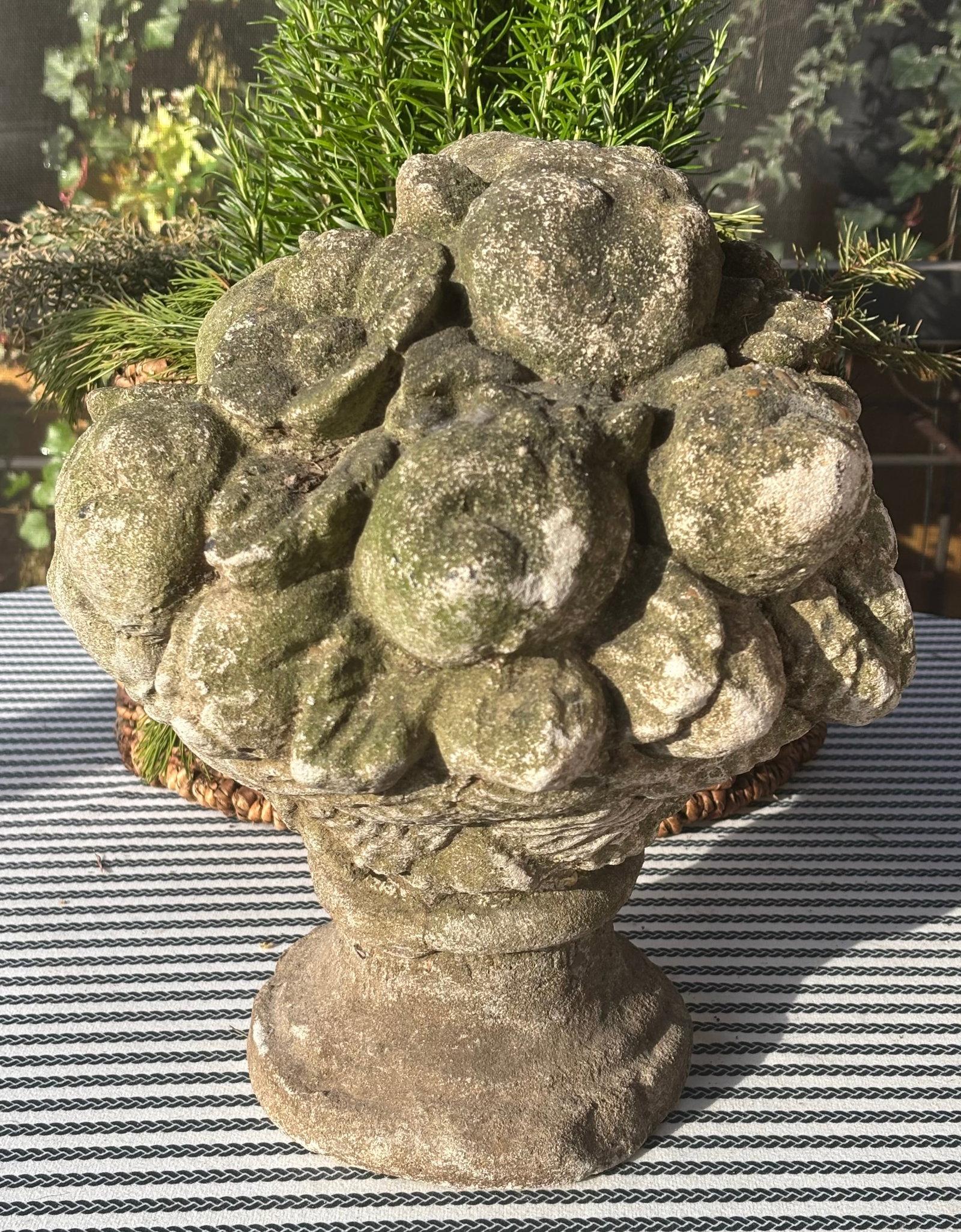 Vintage Cast Stone Fruit Basket Garden Urn - 5
