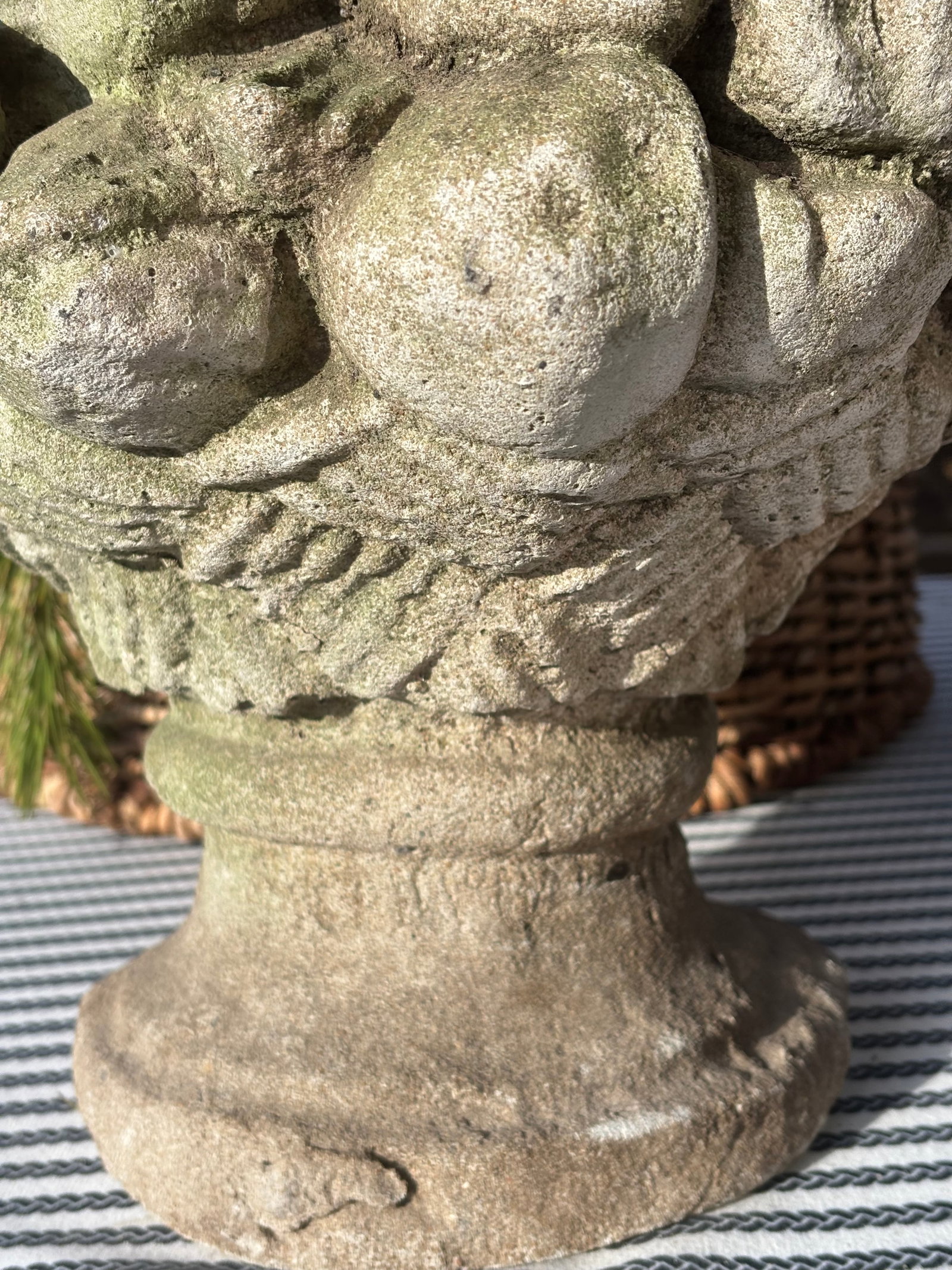 Vintage Cast Stone Fruit Basket Garden Urn - 7