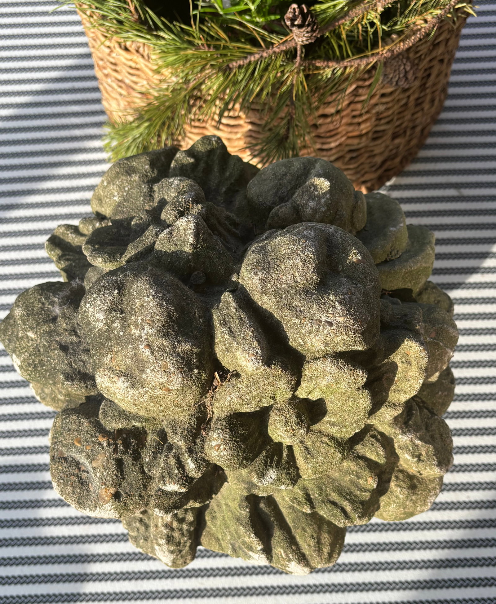 Vintage Cast Stone Fruit Basket Garden Urn - 8