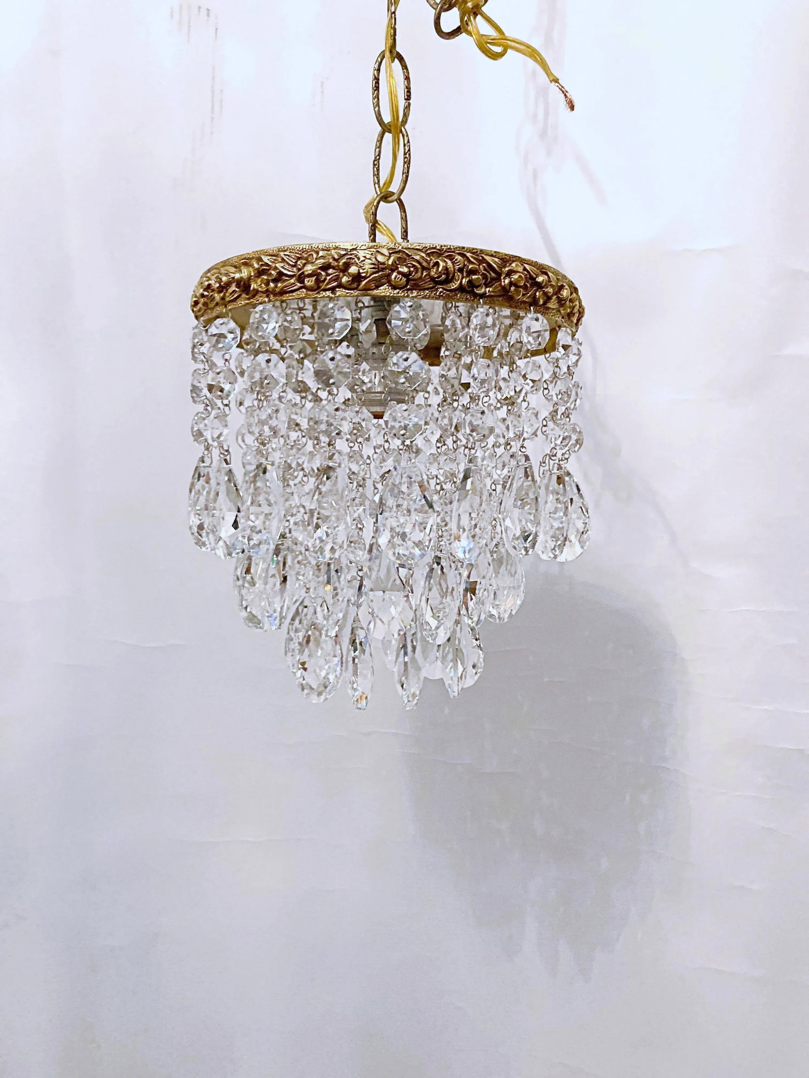 Antique 1920s Italian Bronze Upside Down Layered Chandelier - 7