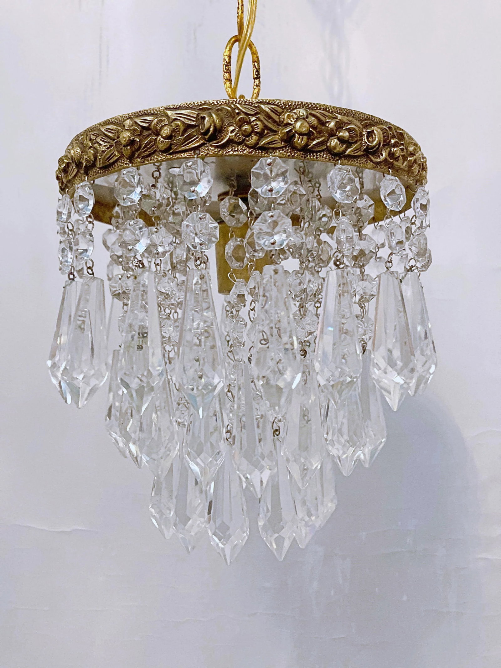 Antique 1920s Italian Bronze Upside Down Layered Chandelier - 7