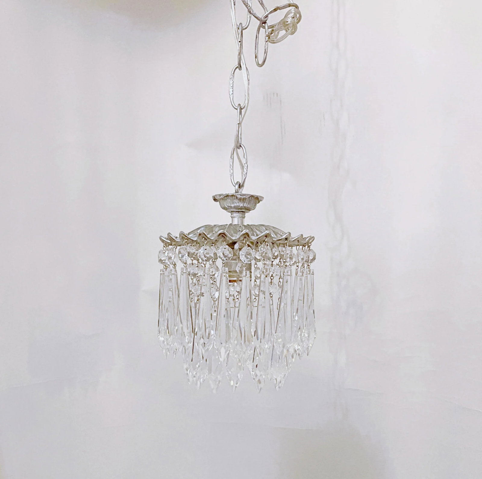 1950s Italian Silver Upside Down Layered Cake Chandelier - 2