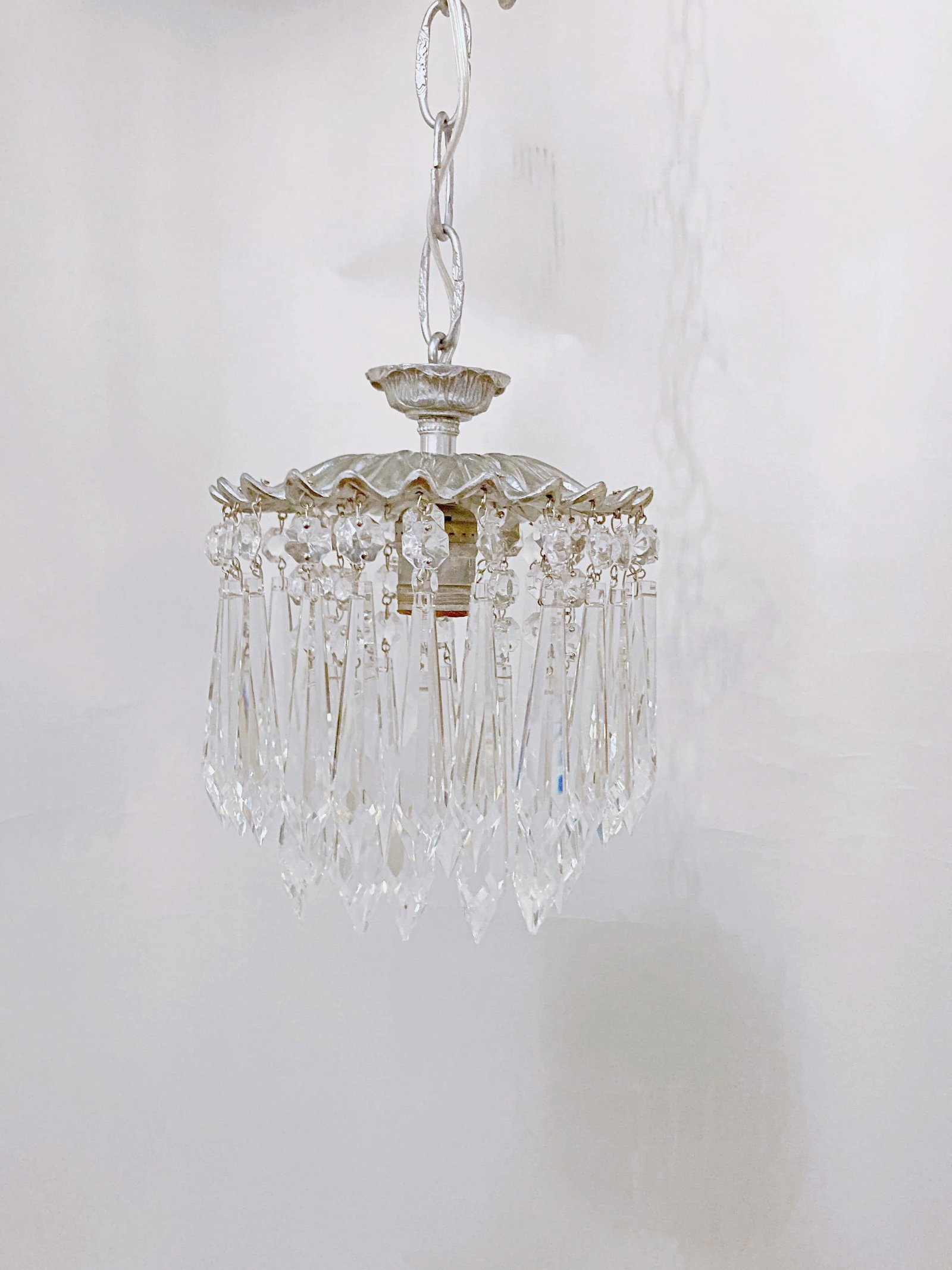 1950s Italian Silver Upside Down Layered Cake Chandelier - 8
