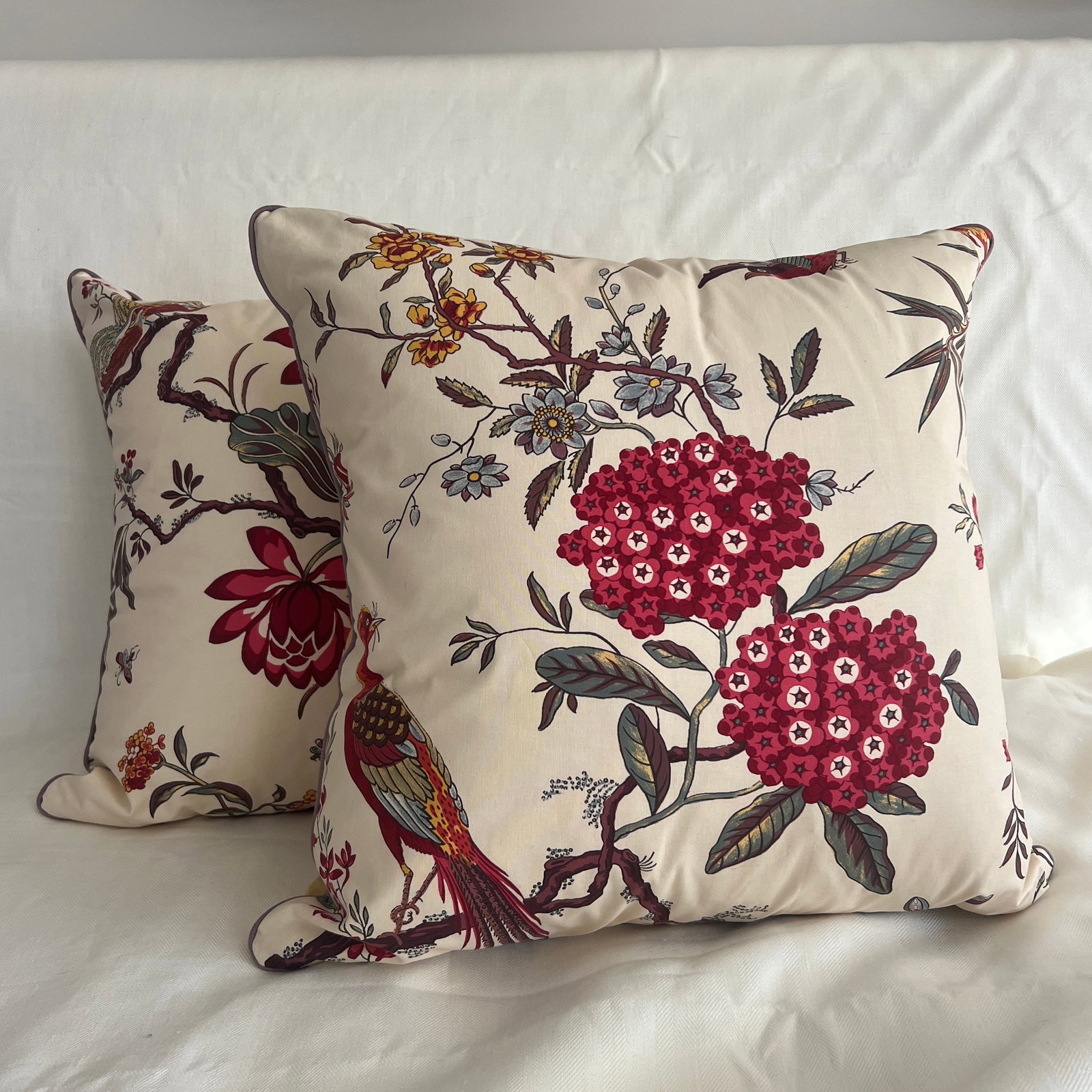 Custom Designer Manuel Canovas Bidaine Pillows With Down Inserts- A Pair - 2