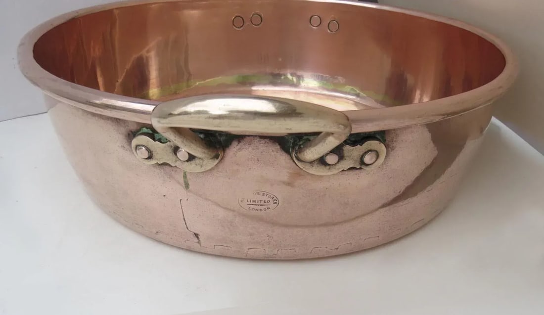 English Very Copper Cream Preserves Pan Pot by Benham & Froud Retailed by Harrods London - 5