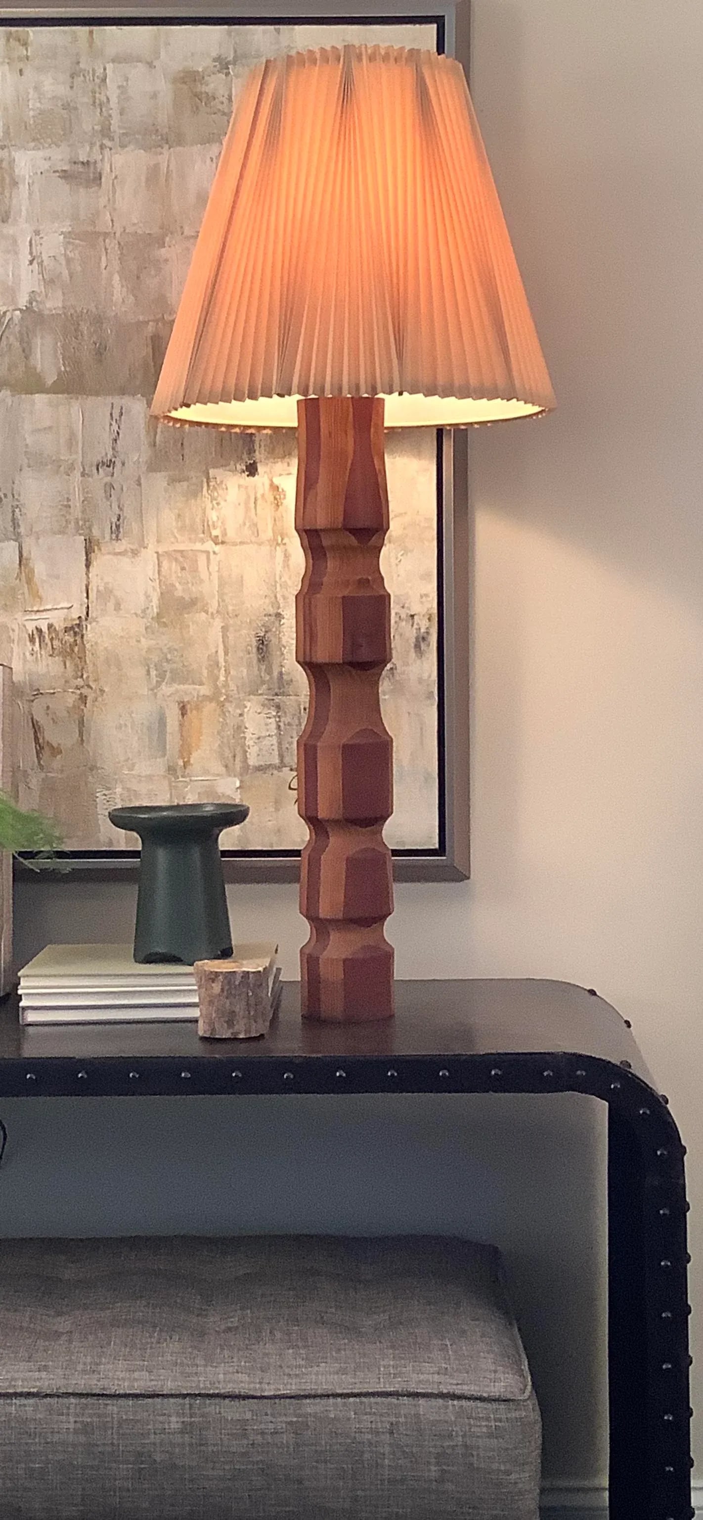 Vintage Late 20th Century Tall Handmade Wood Lamp - 3